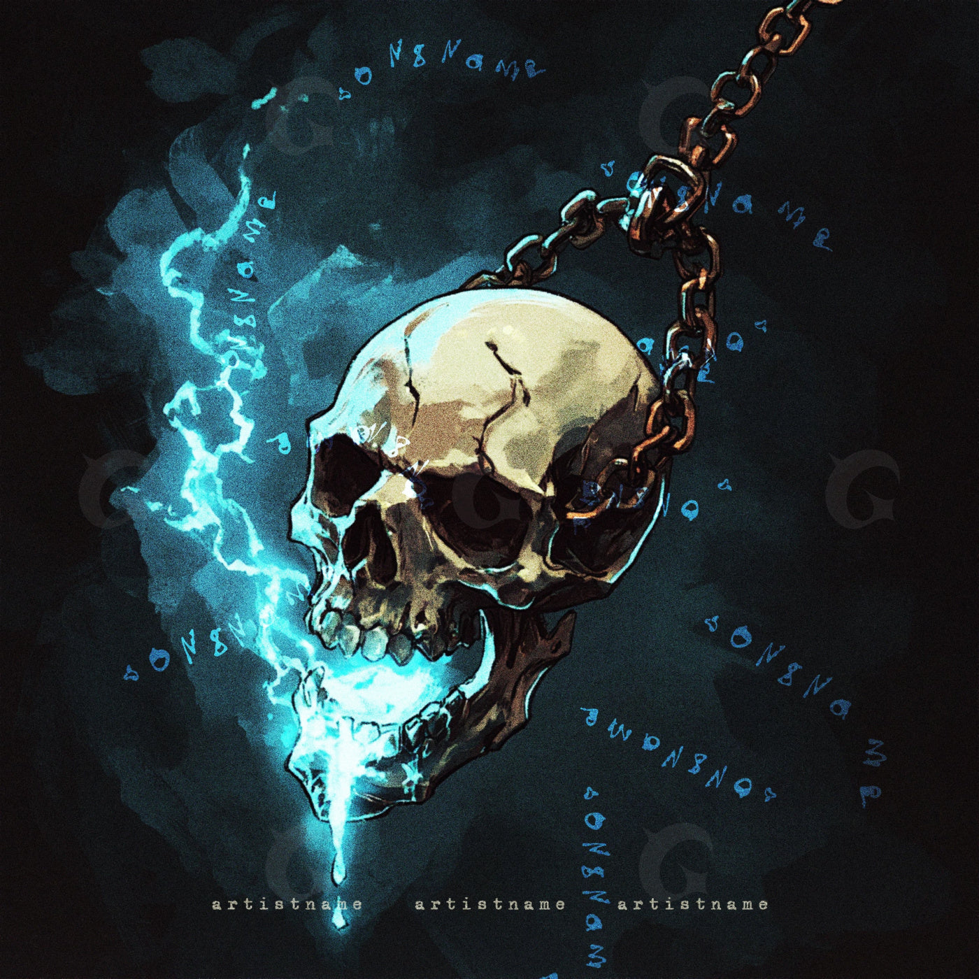 Skull dripping lightning