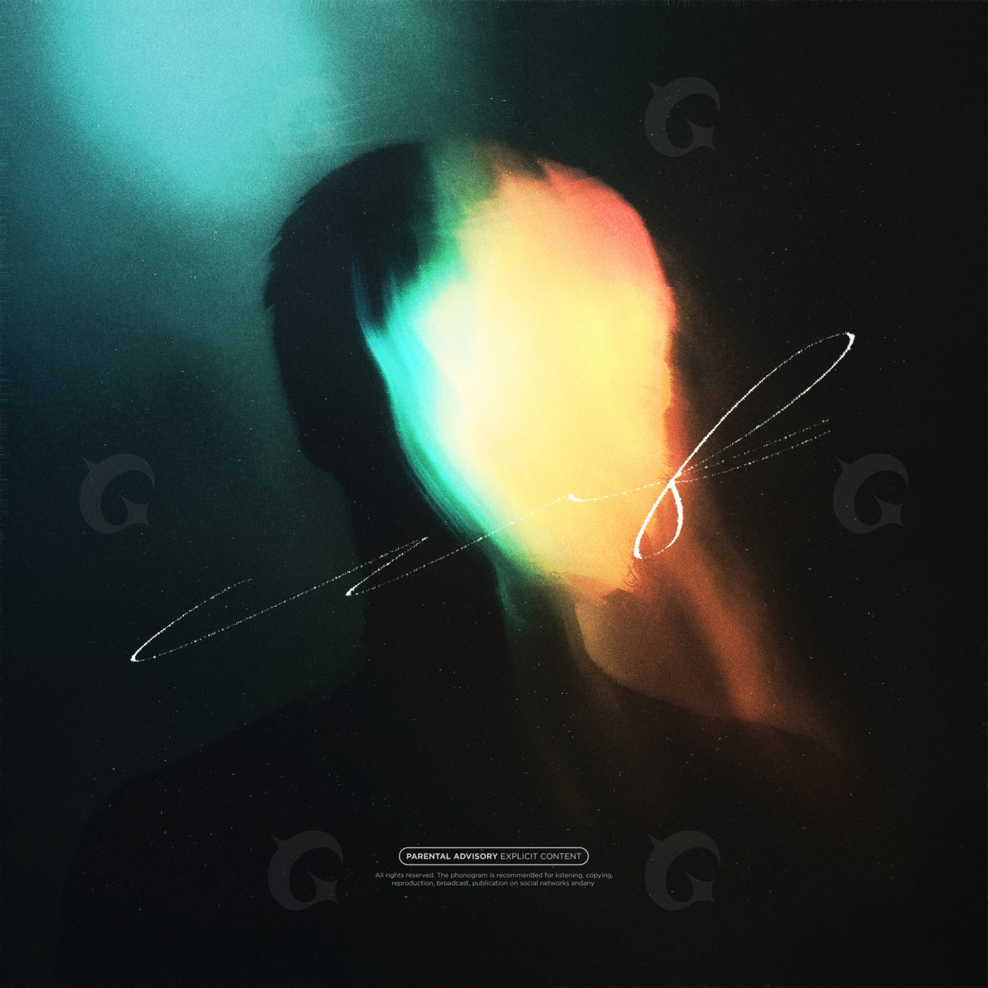 Blurred neon silhouette