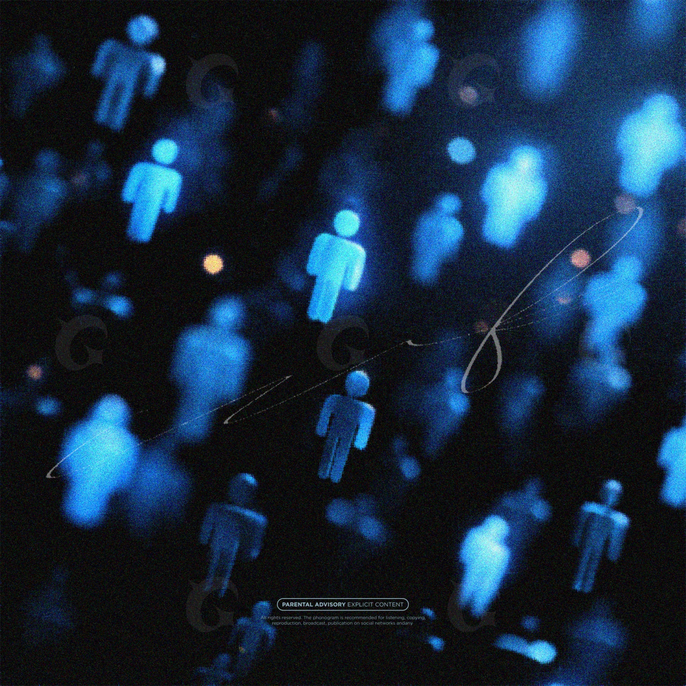 Floating neon figures