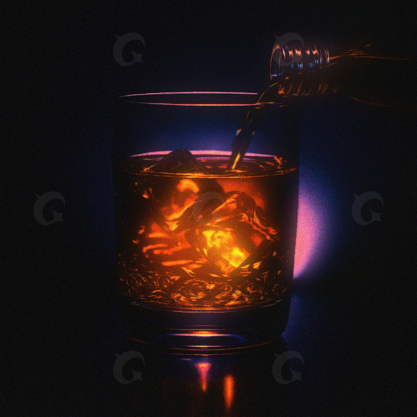 Whiskey glass with ice