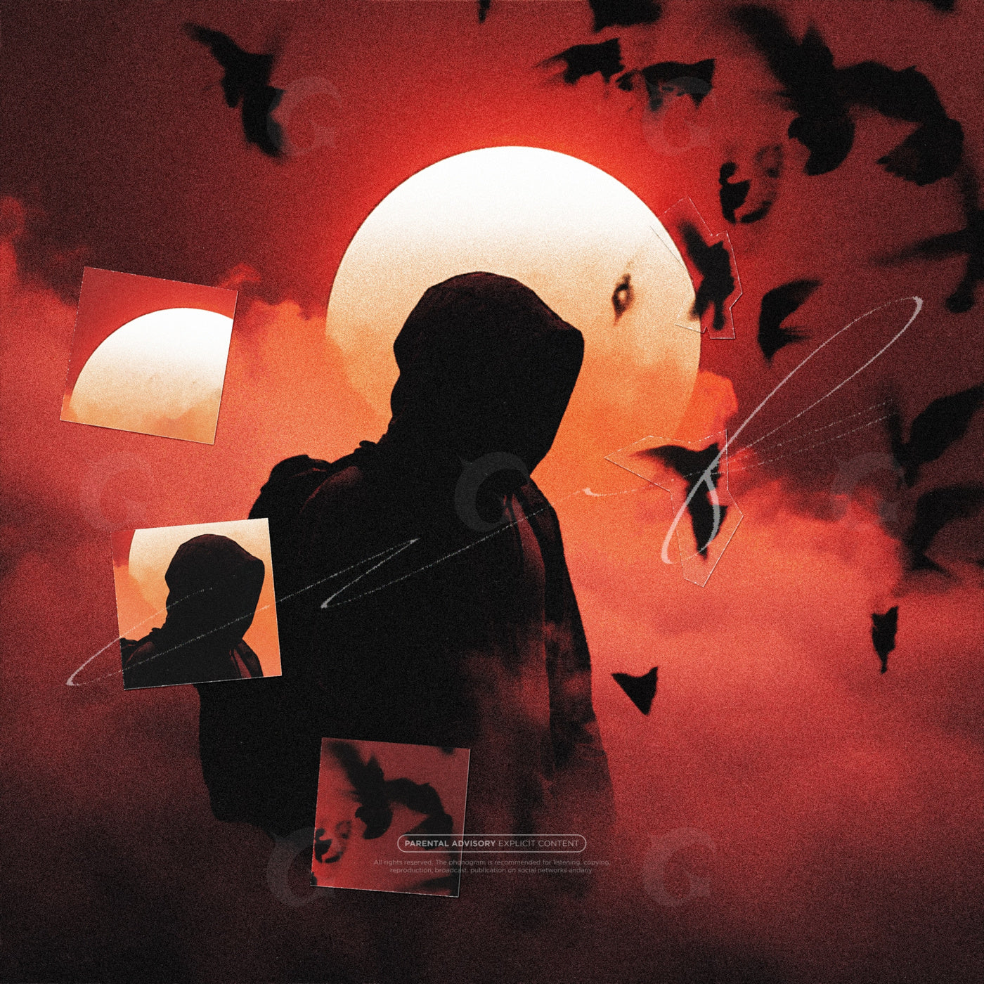 Silhouette under moon