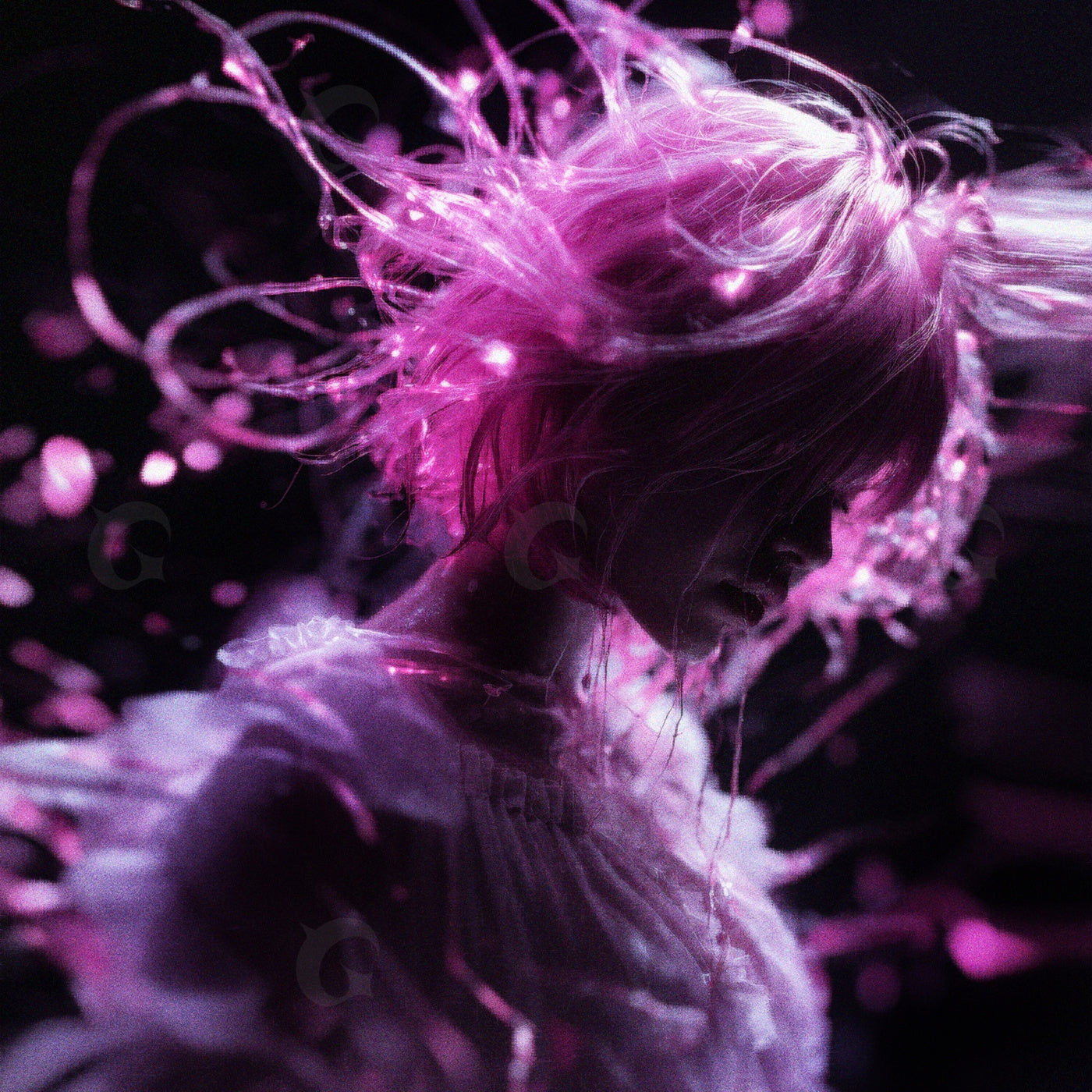 Neon hair silhouette