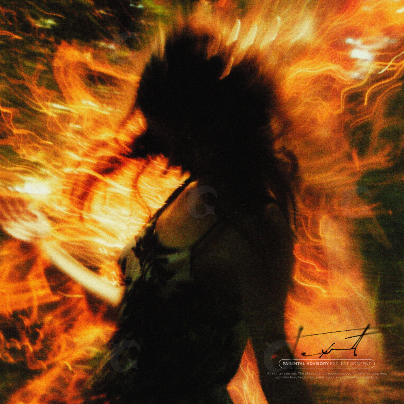 Woman amid flames