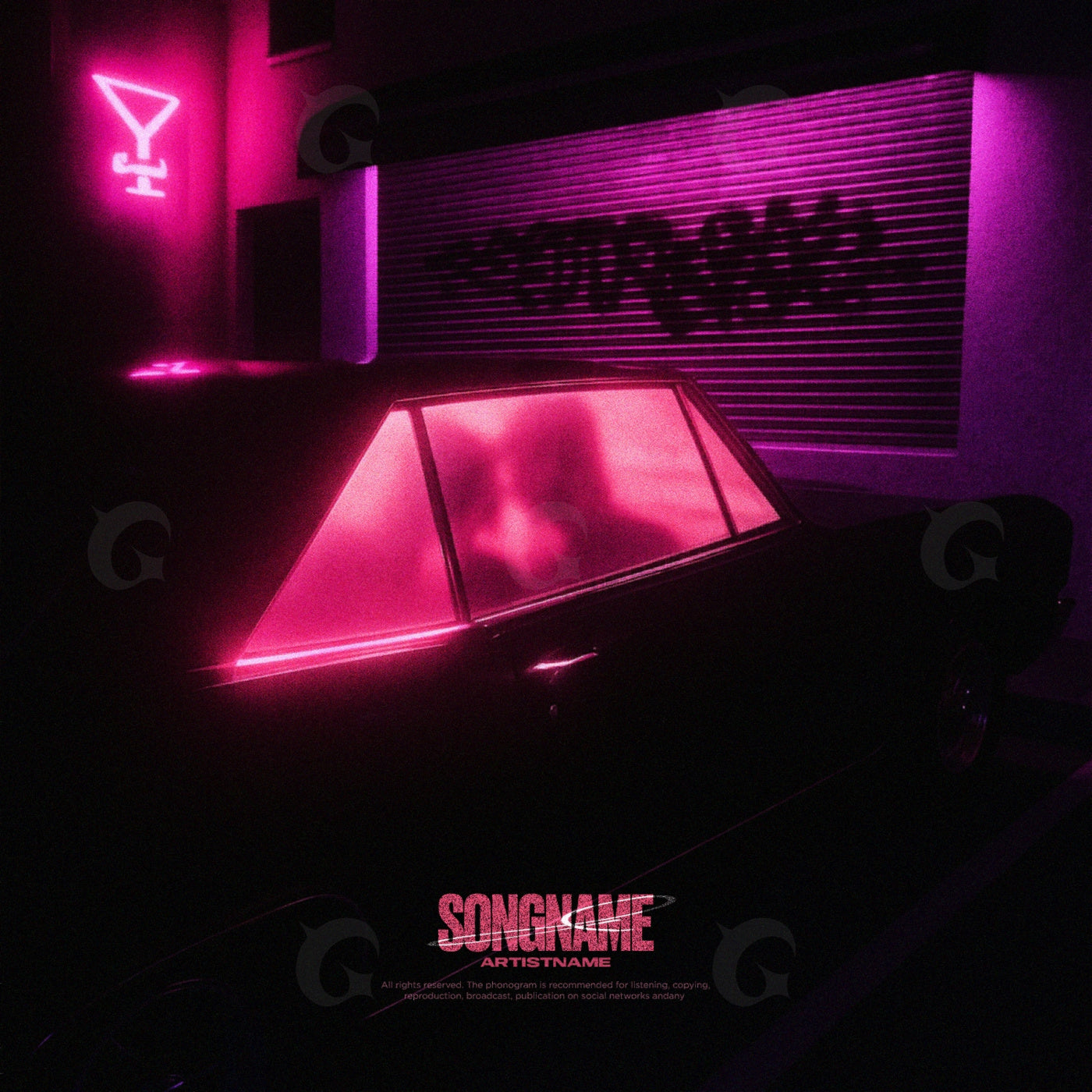 Neon backseat silhouette