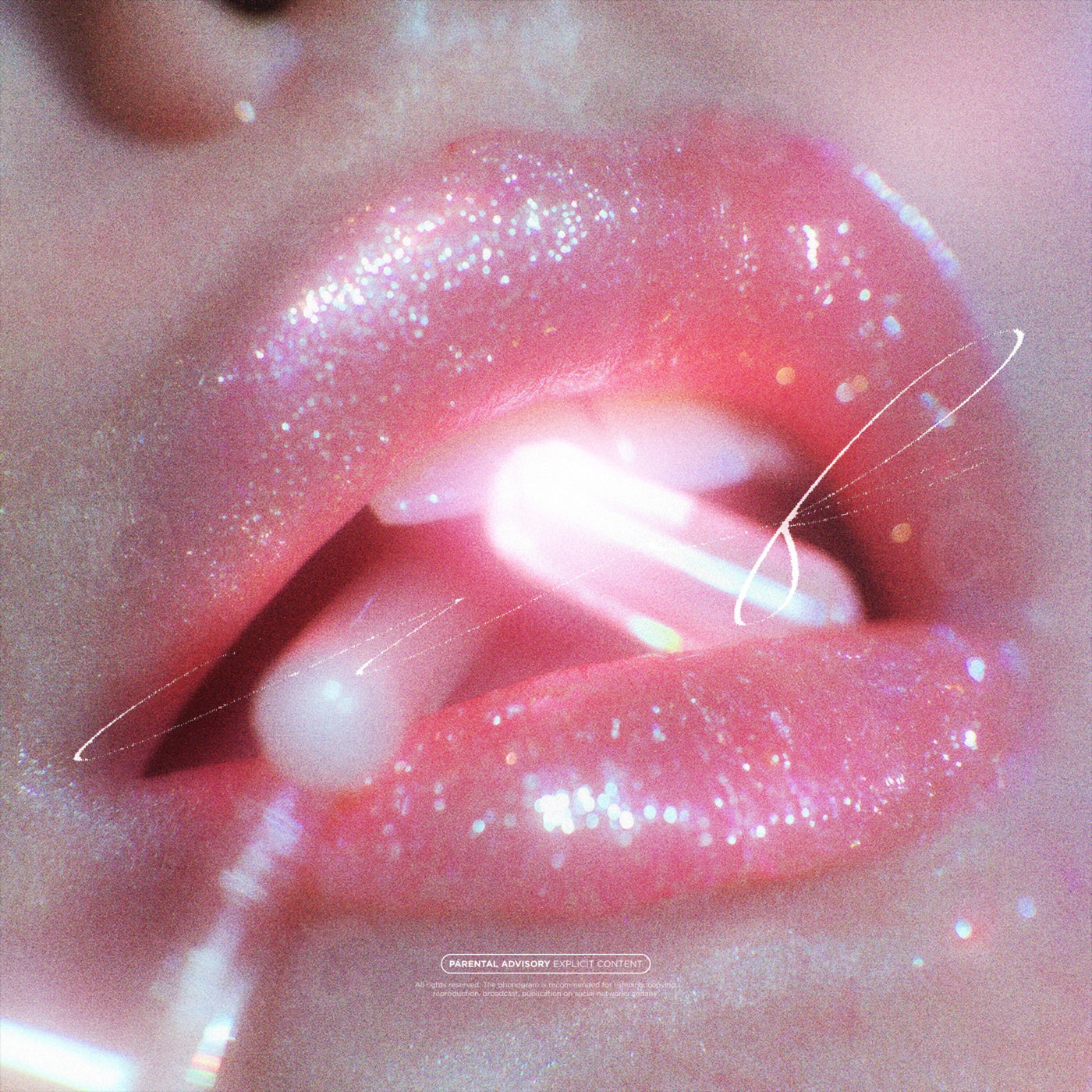 Glittered lips and pearl