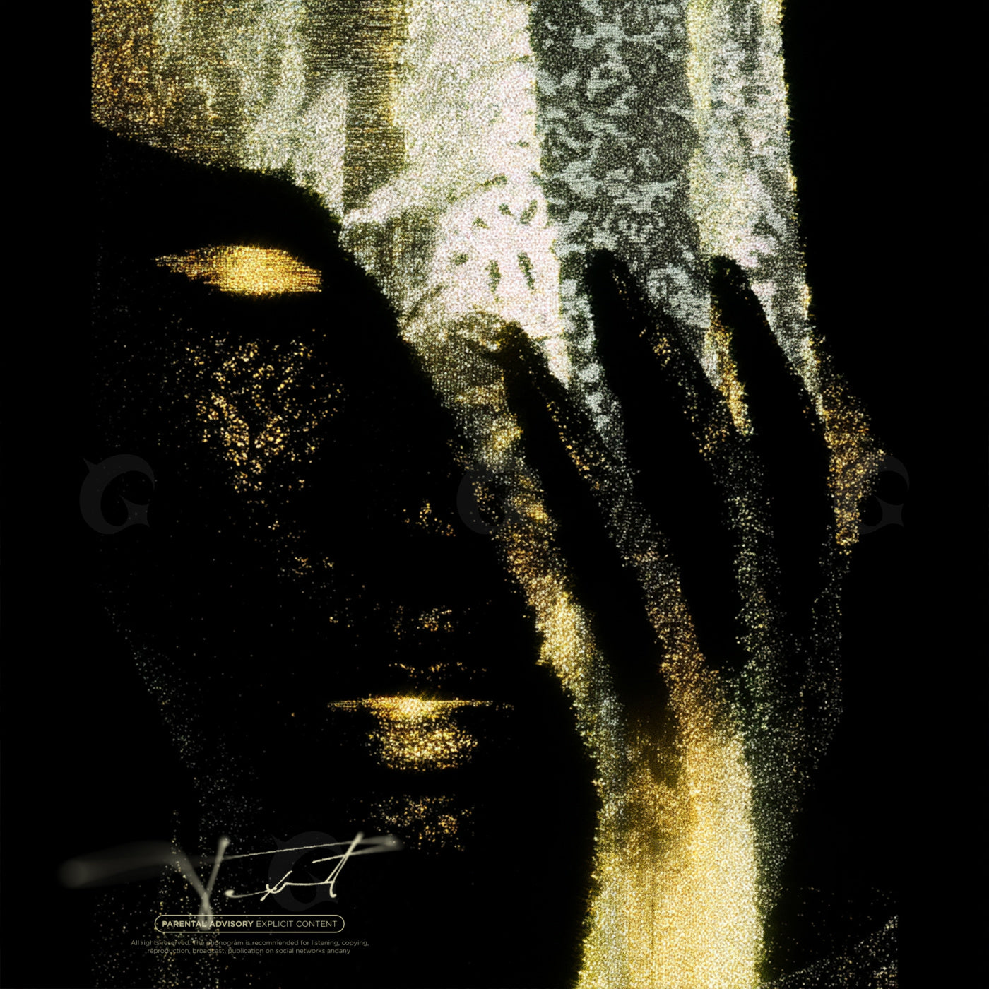 Golden face silhouette