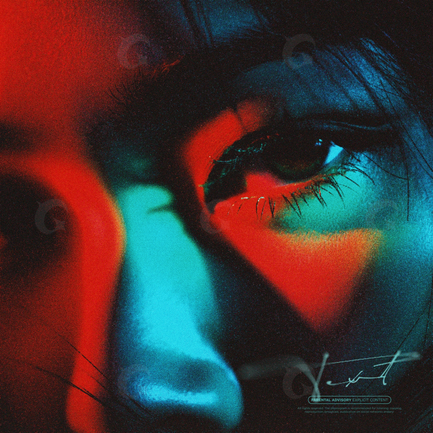 Neon face closeup