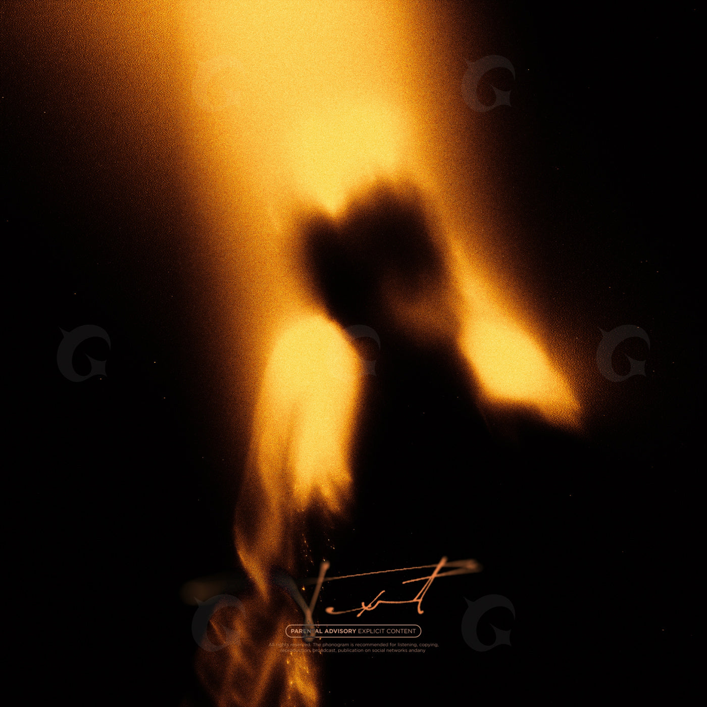 Silhouetted lovers embrace