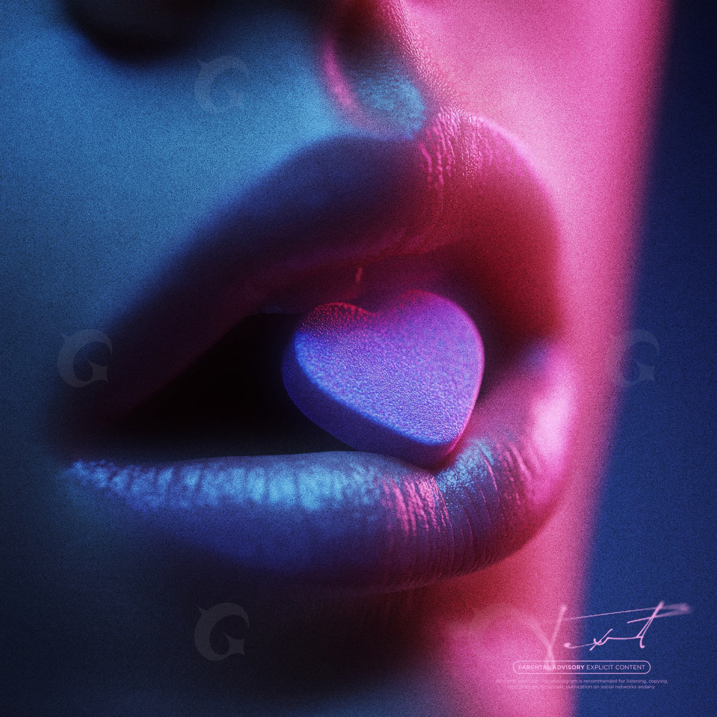 Neon lips heart