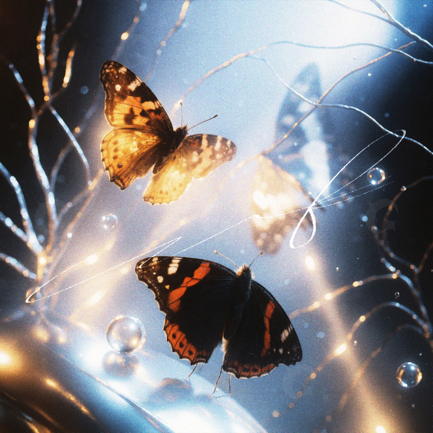 Moonlit butterfly flight