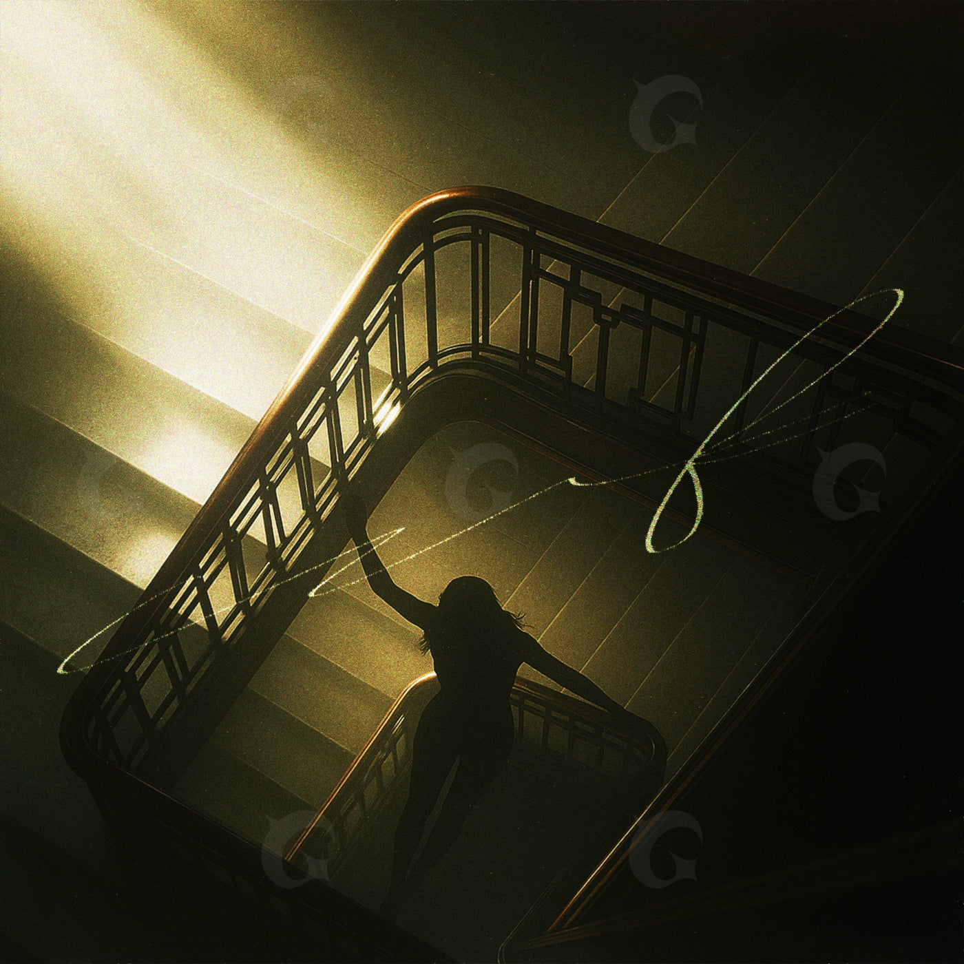 Shadowed staircase descent