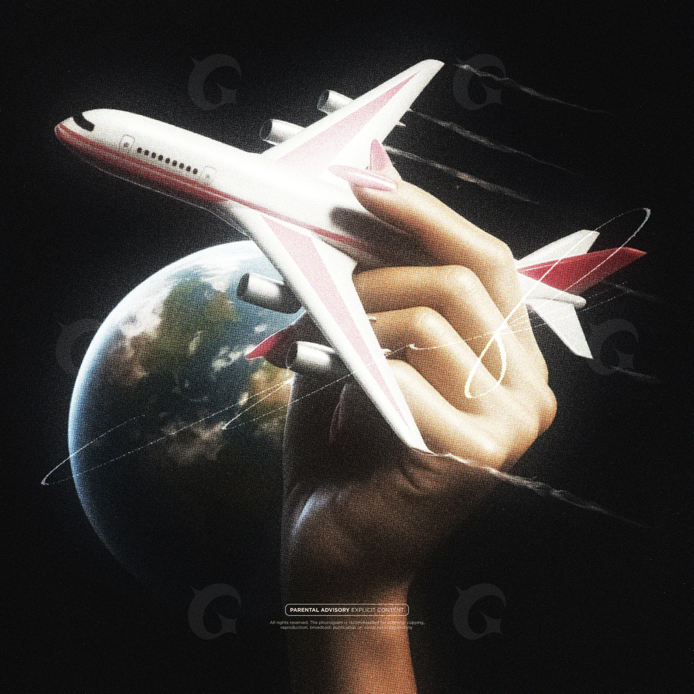 Fist gripping airliner