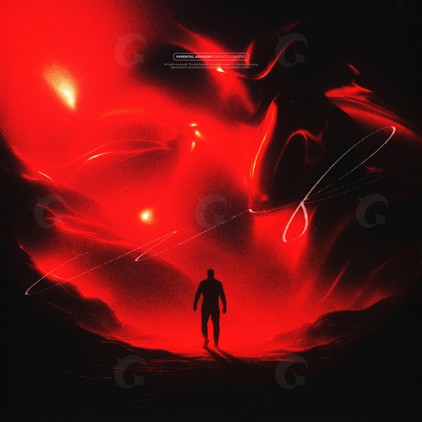 Silhouette among flames