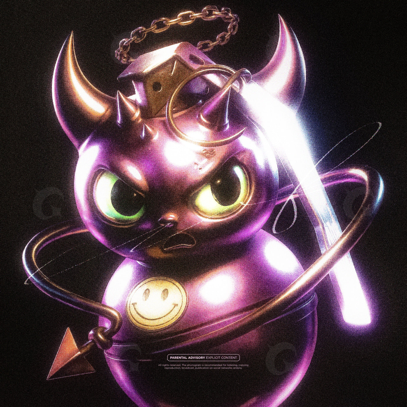Neon devil cat