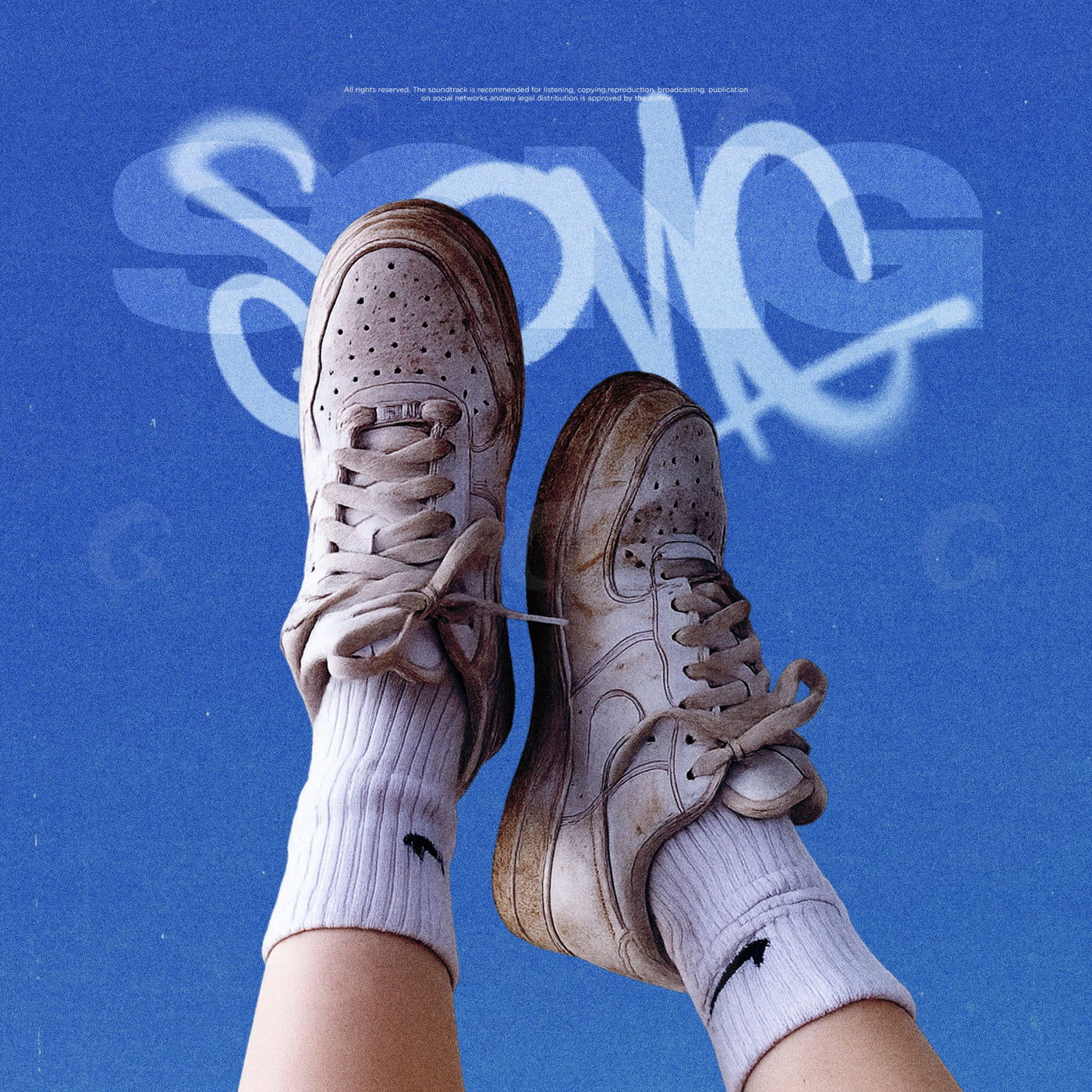 Worn sneakers raised