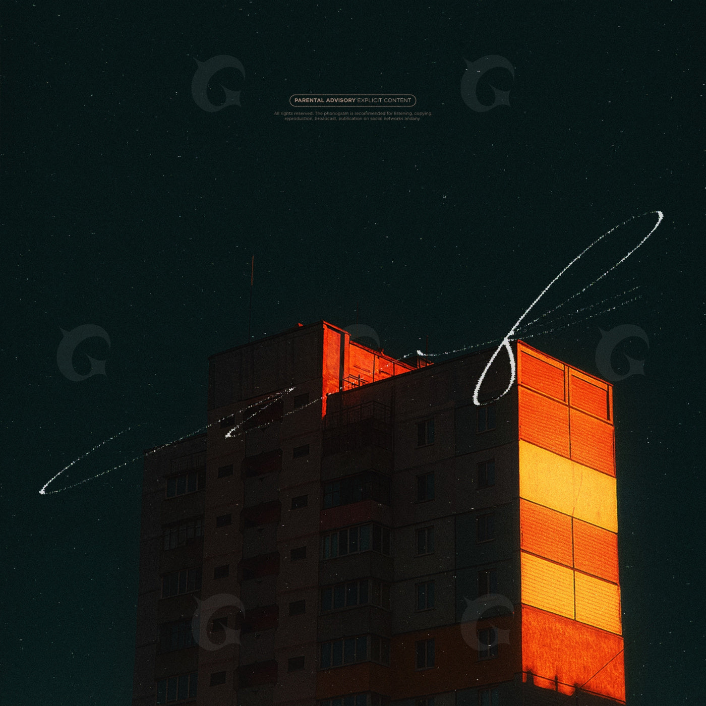 Tower lit at night