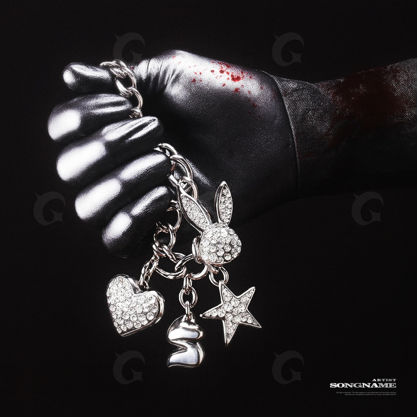 Gloved hand charms