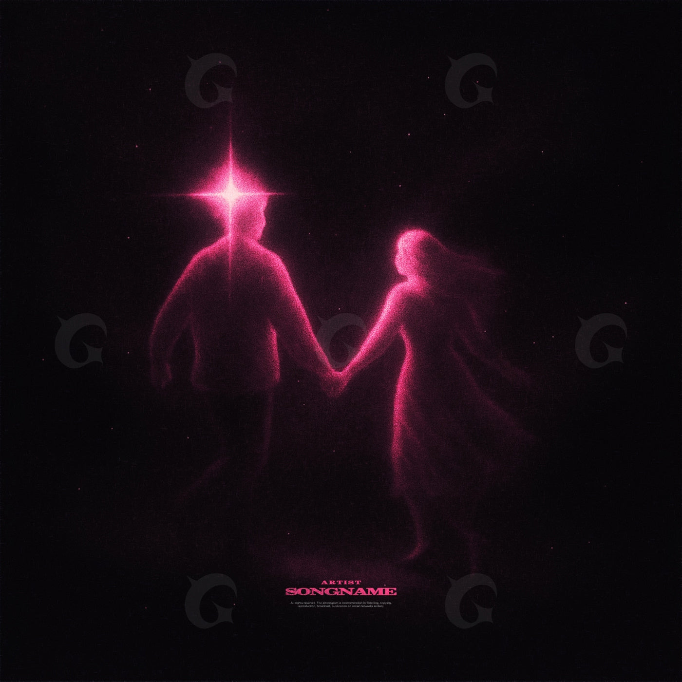 Starlit lovers holding hands