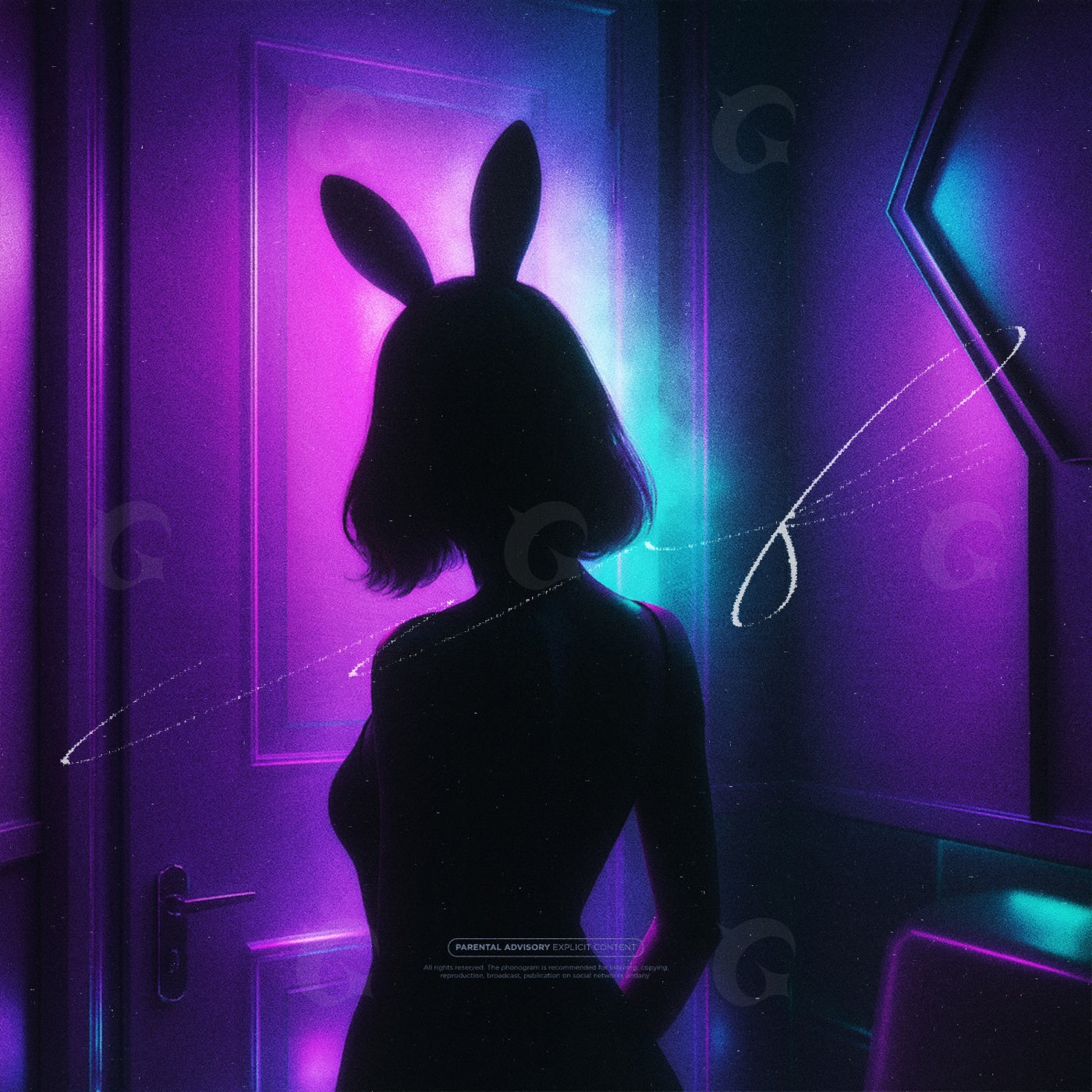 Neon bunny silhouette