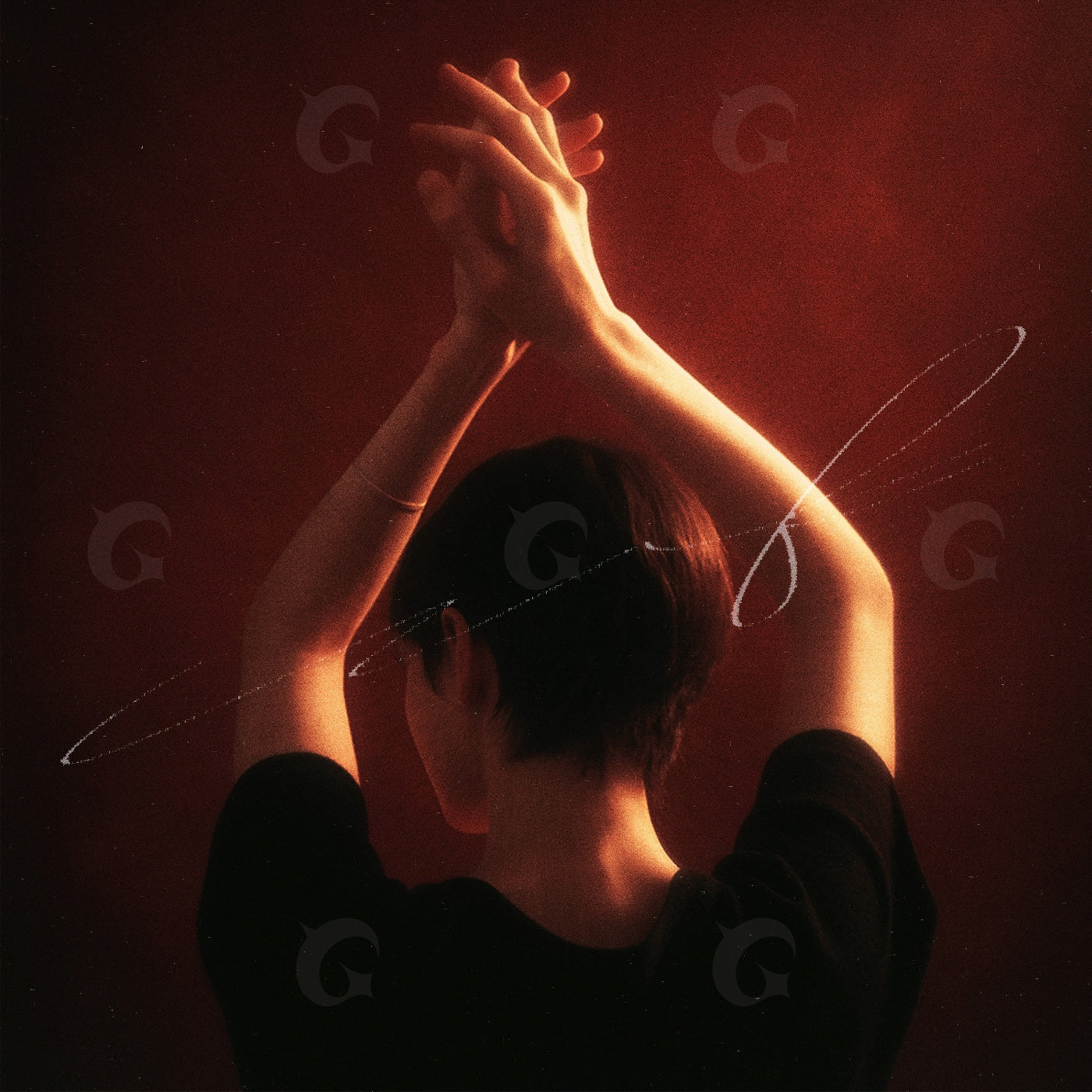 Hands raised above