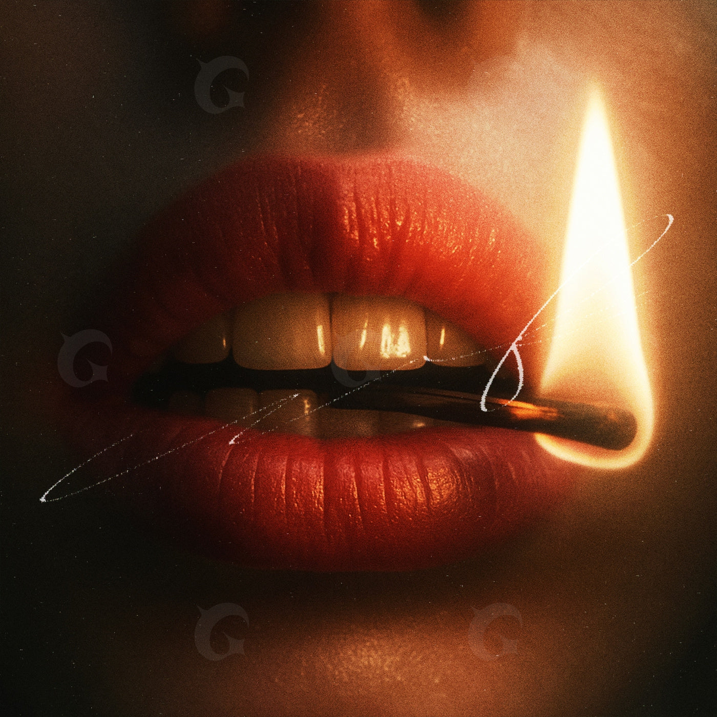 Flame held between lips