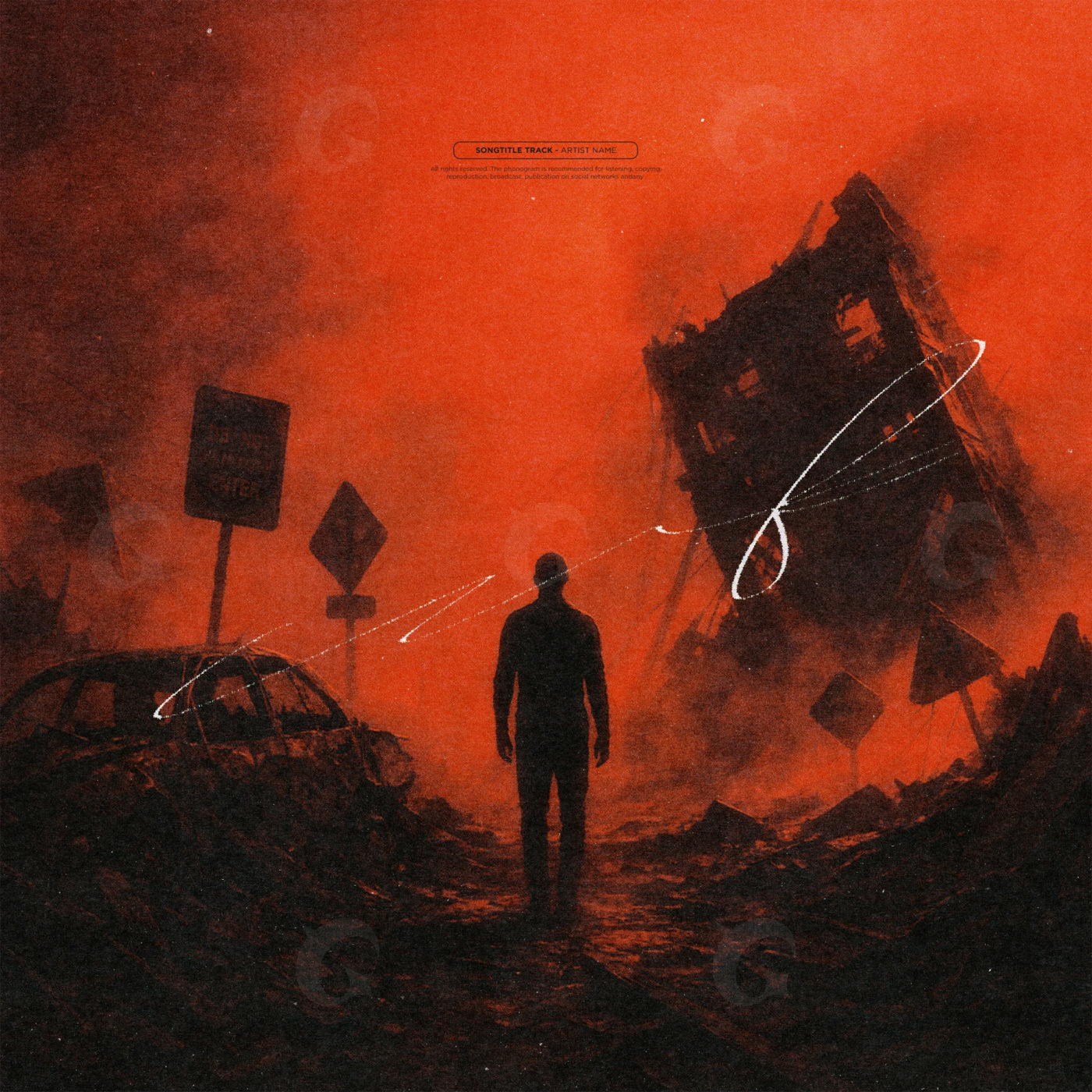 Silhouette amid ruins