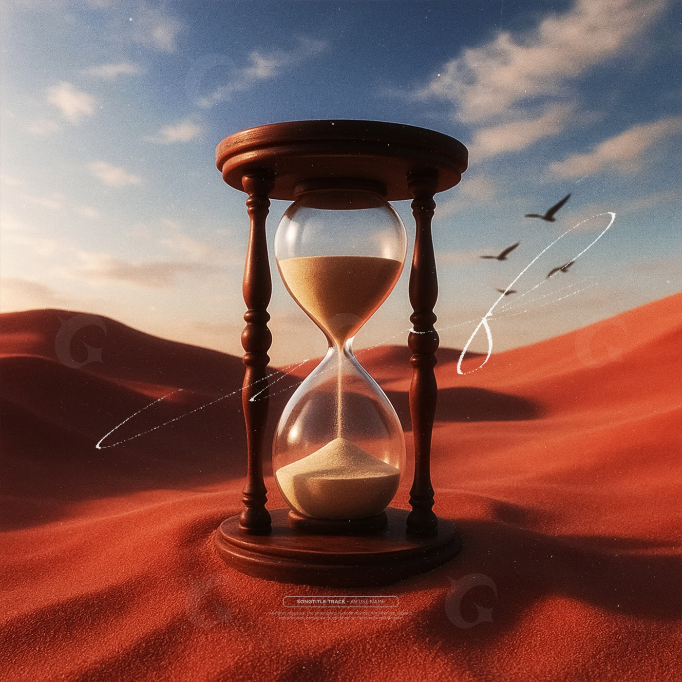 Hourglass over dunes