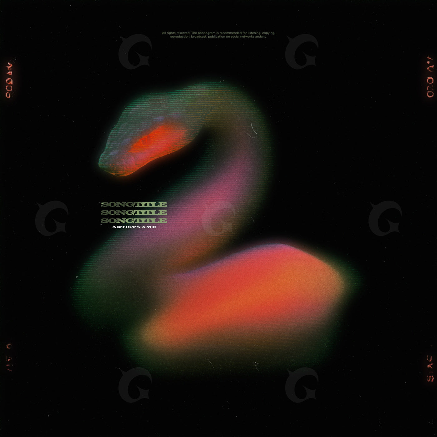 Neon serpent silhouette