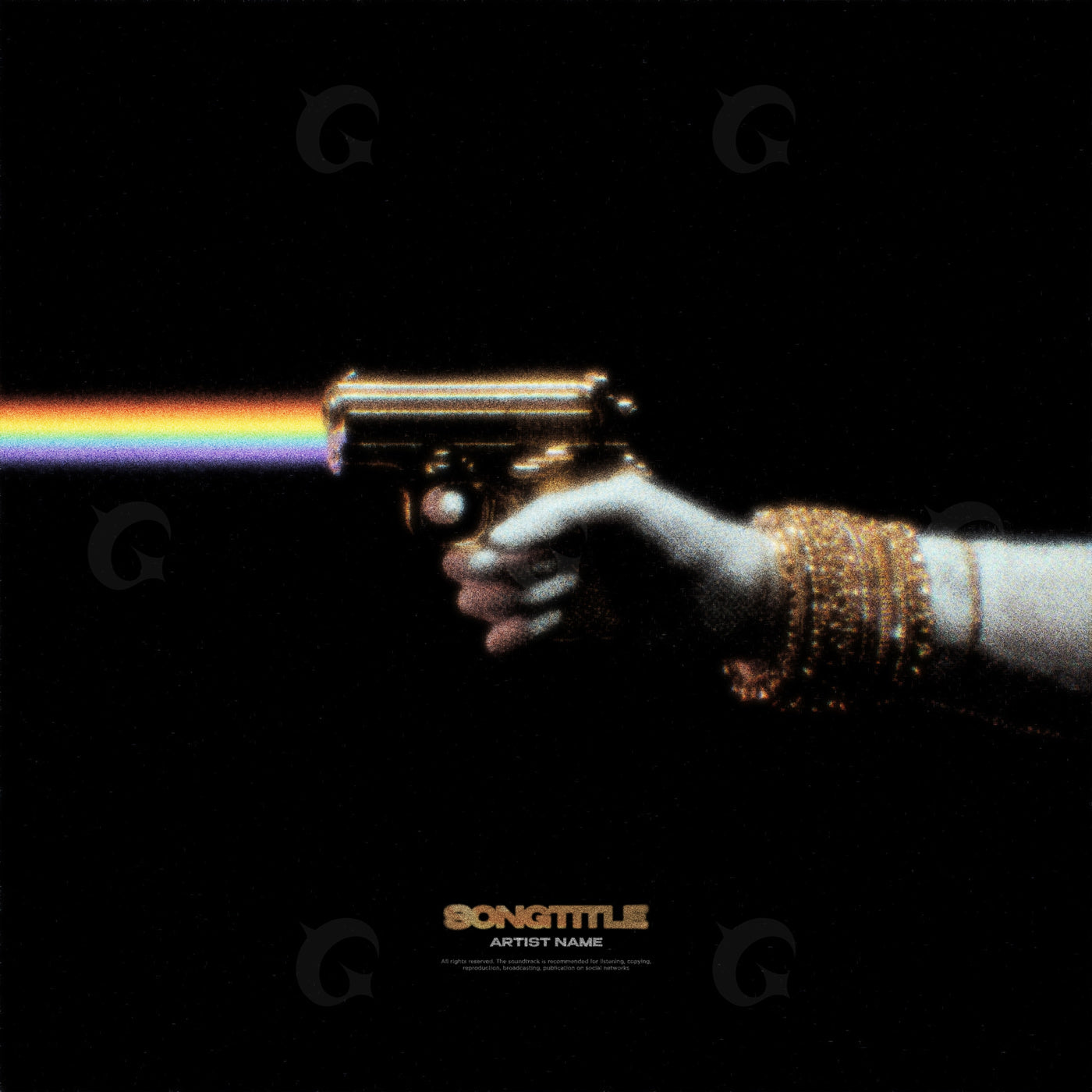 Golden handgun rainbow