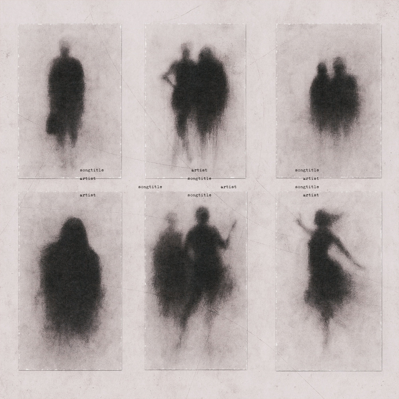 Silhouetted passing figures