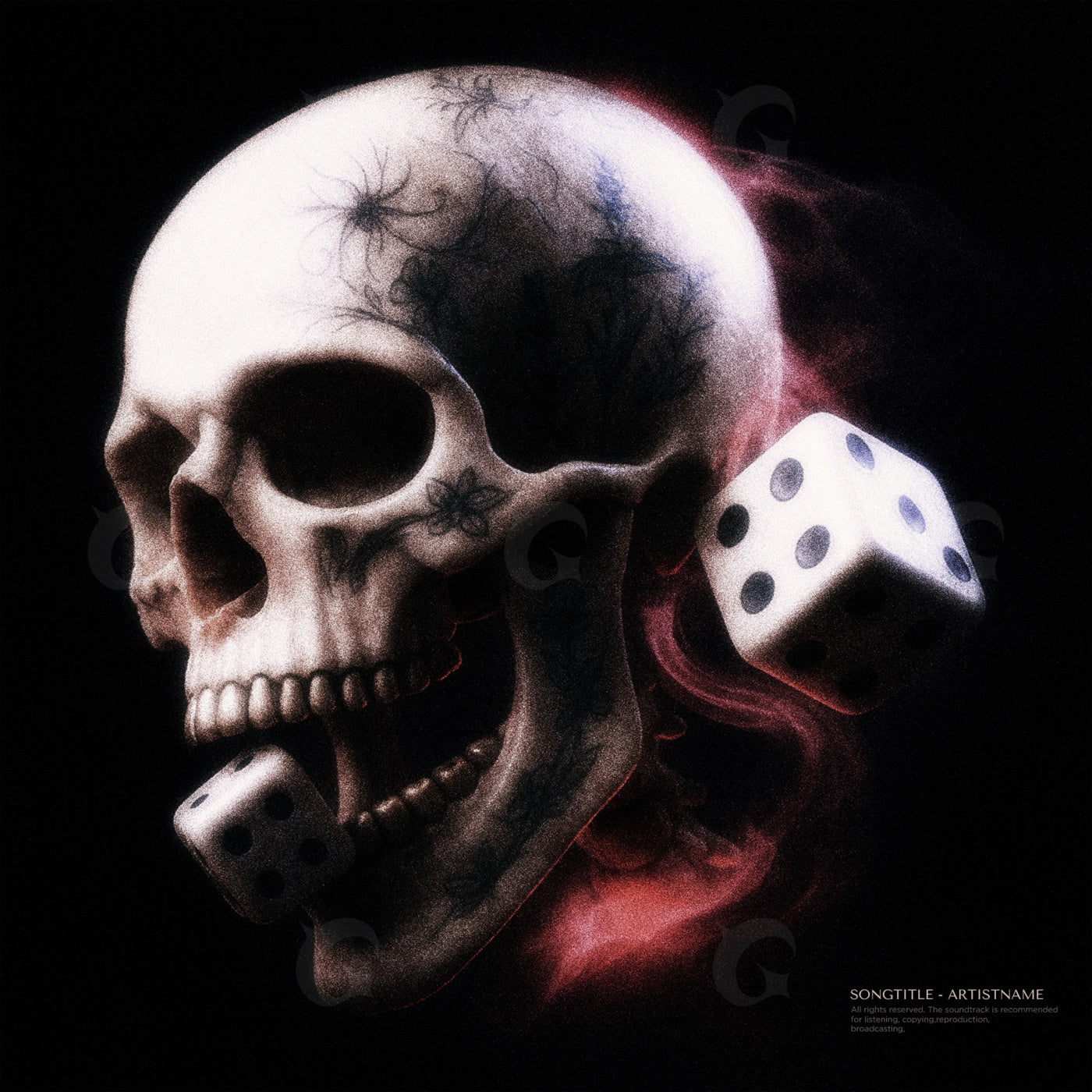 Skull rolling dice