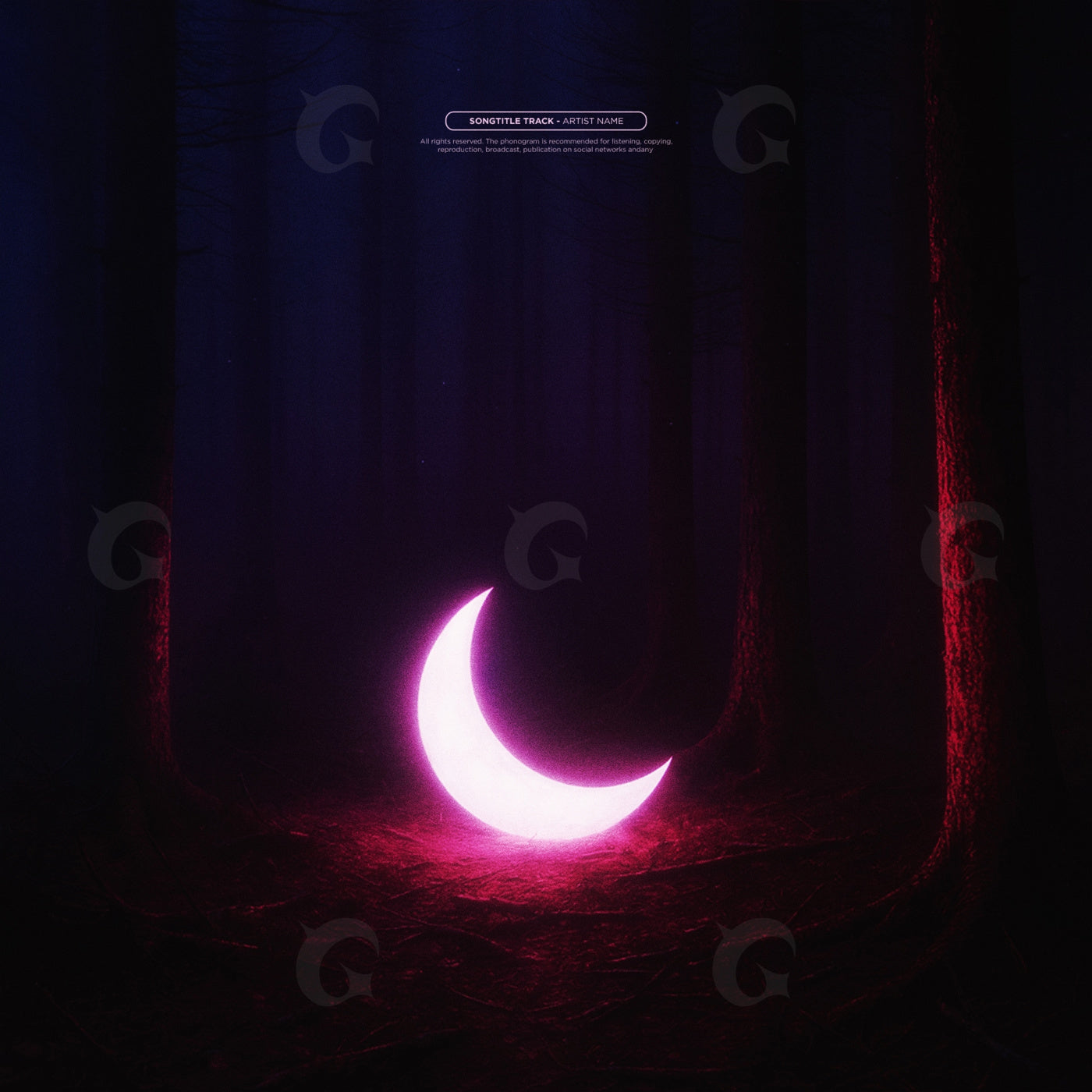 Glowing crescent in forest