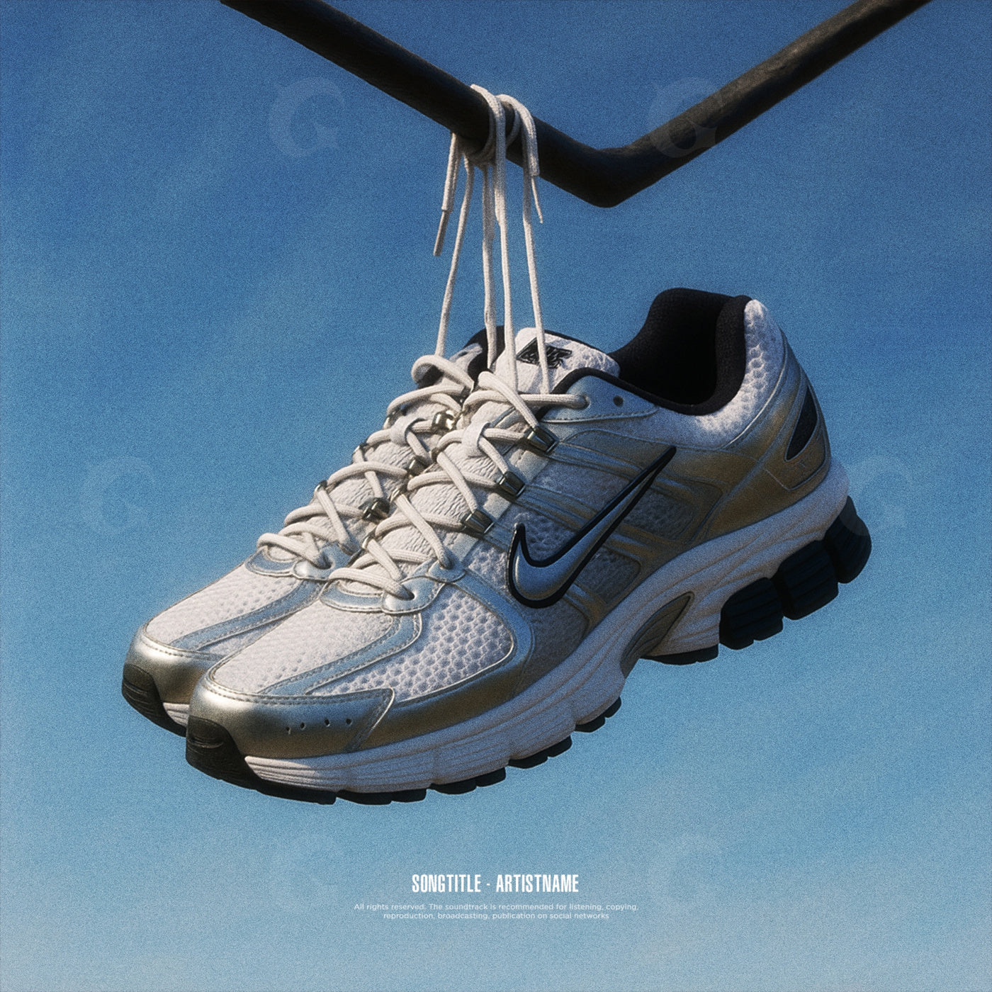 Hanging running shoes