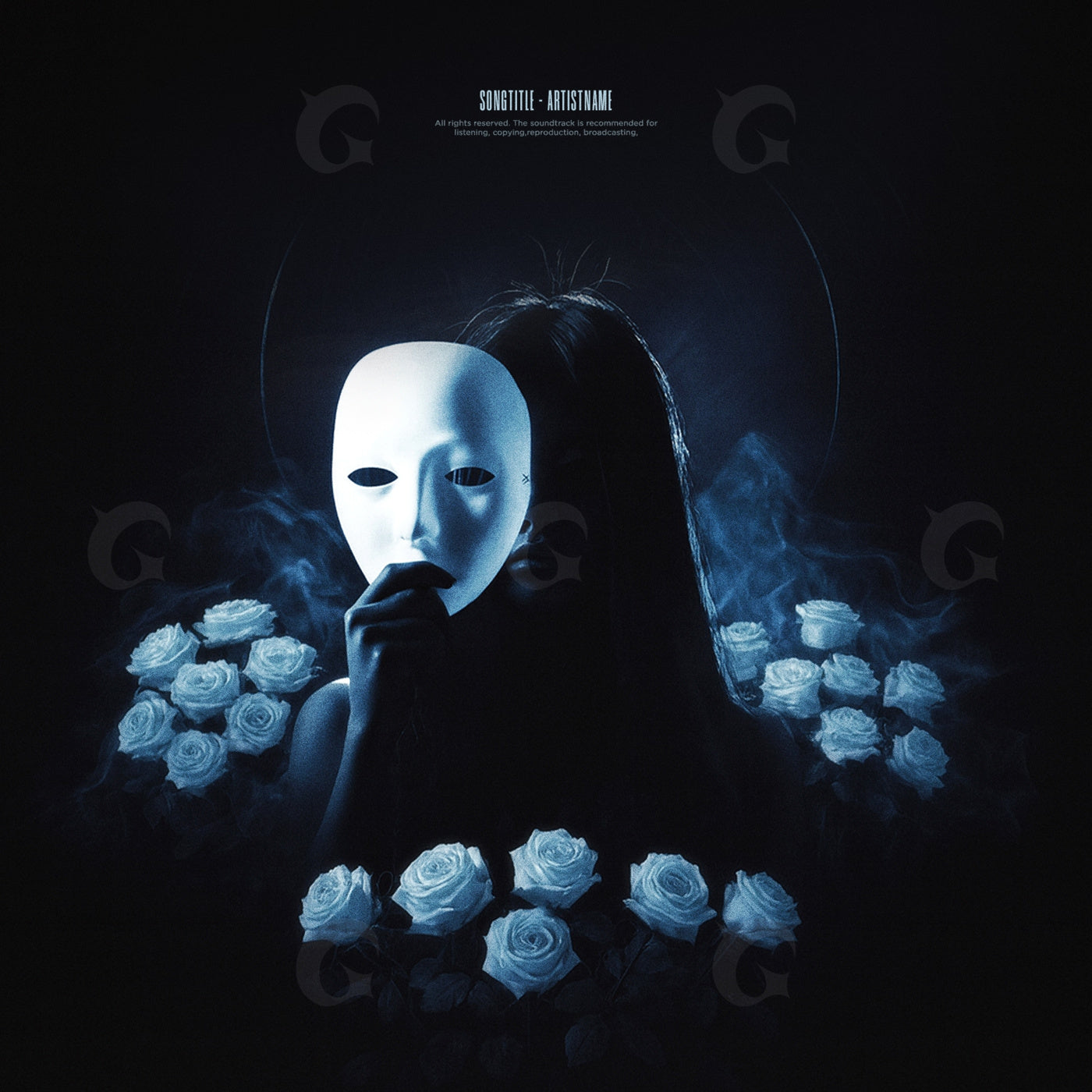Mask among roses