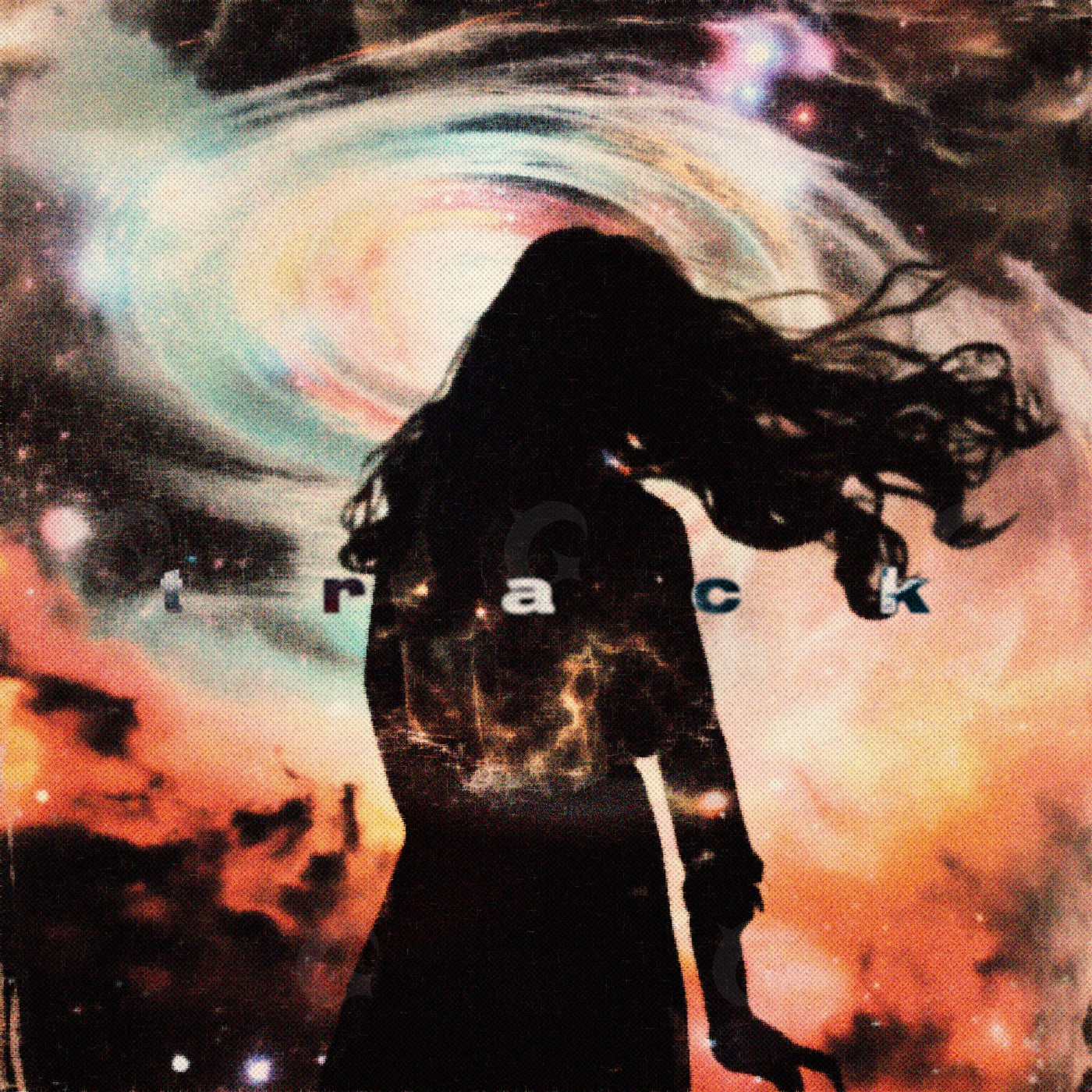 Silhouette against galaxy