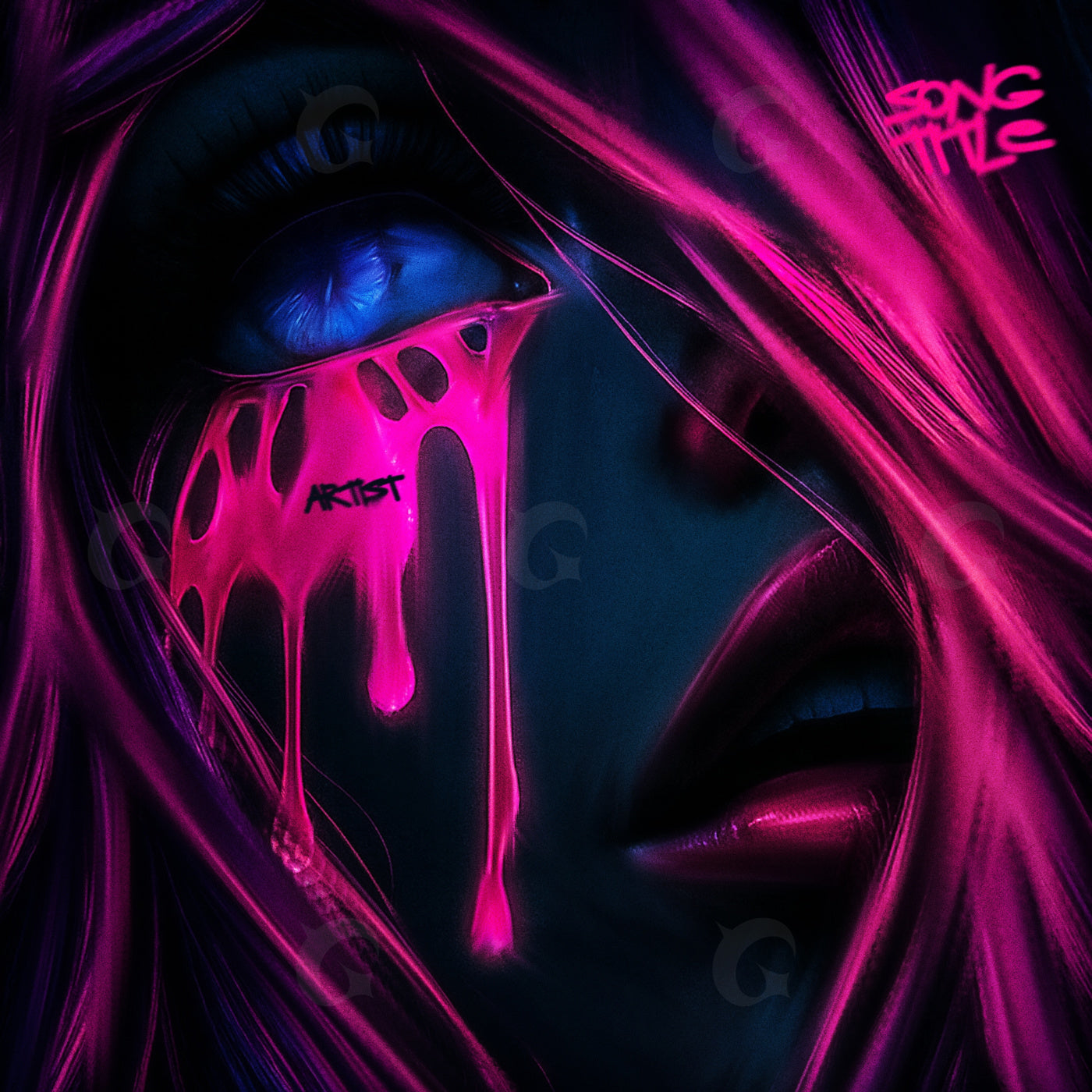 Neon tears falling