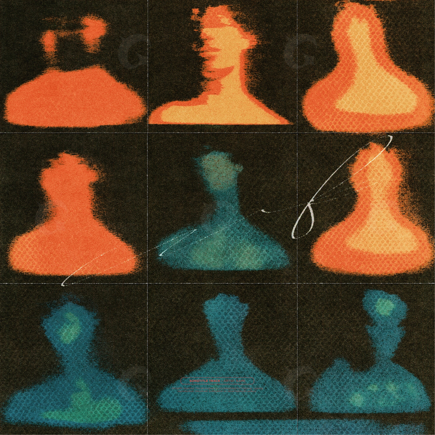 Nine abstract profiles