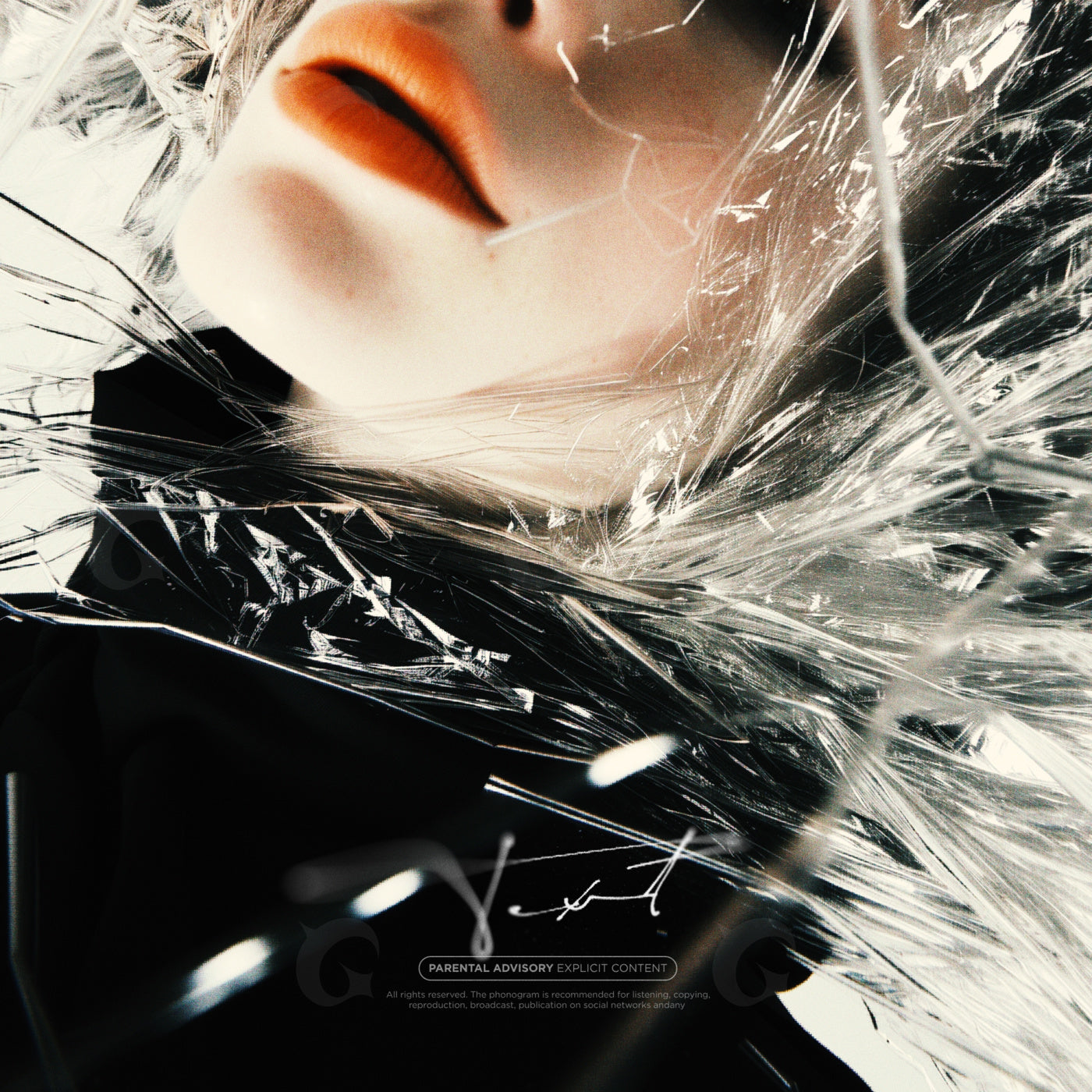 Lips behind plastic