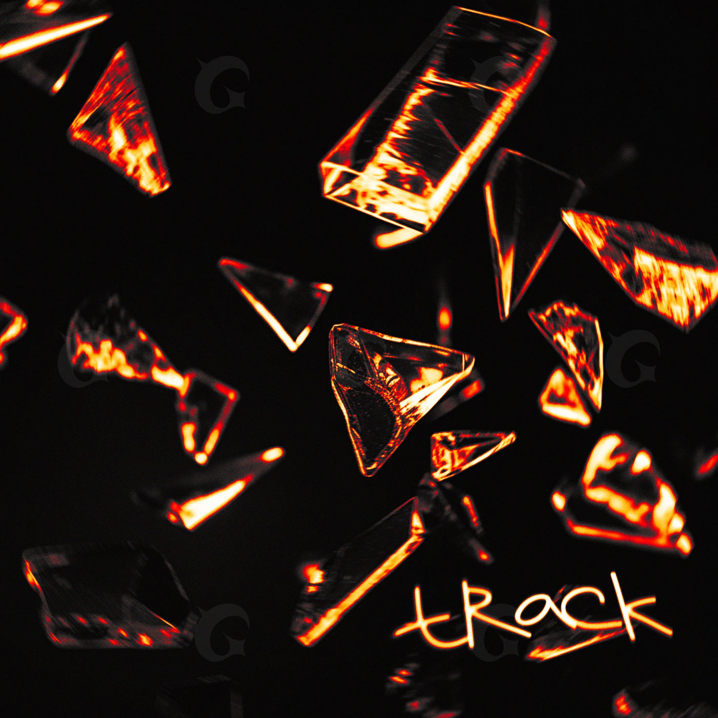 Shattered glass fragments