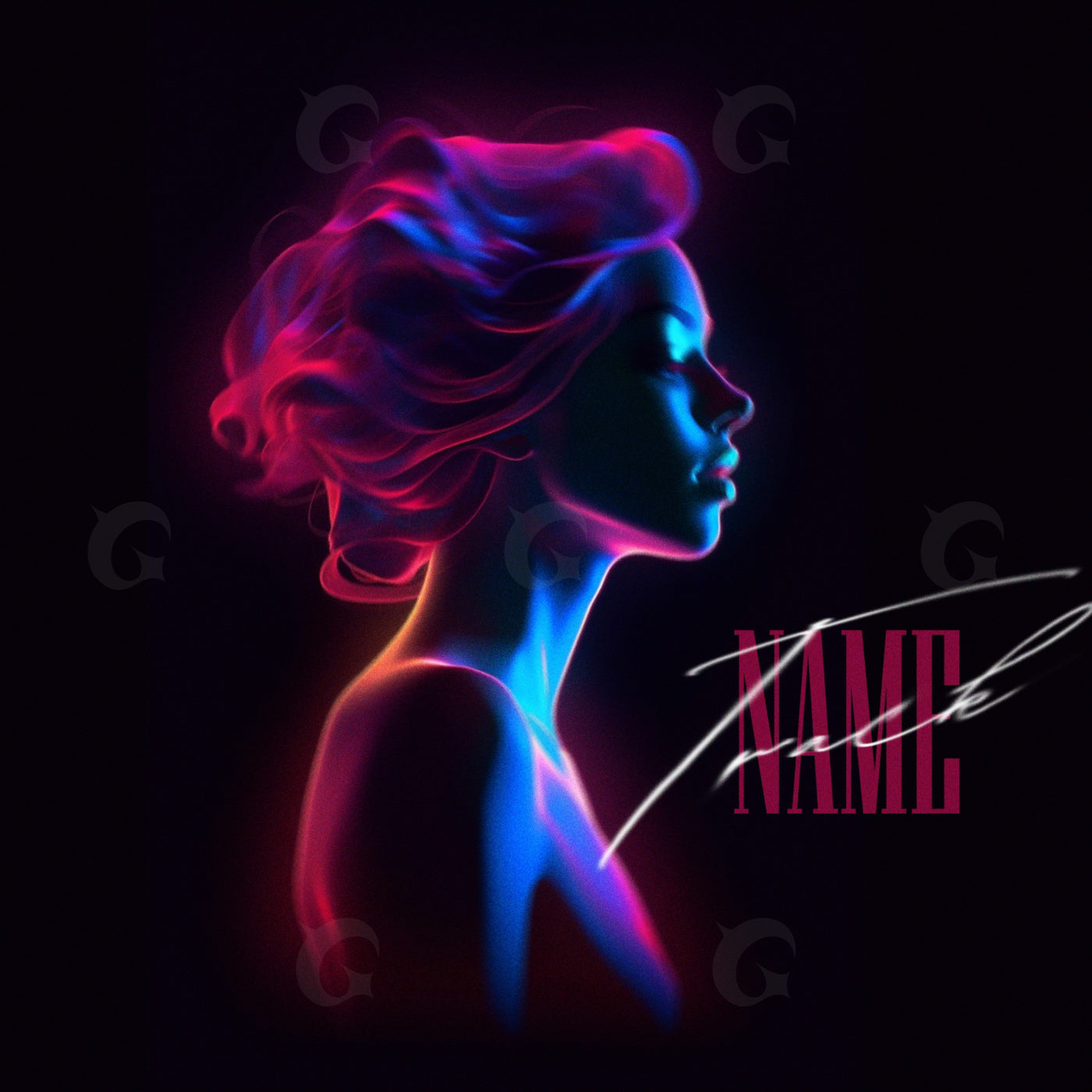 Neon silhouette portrait