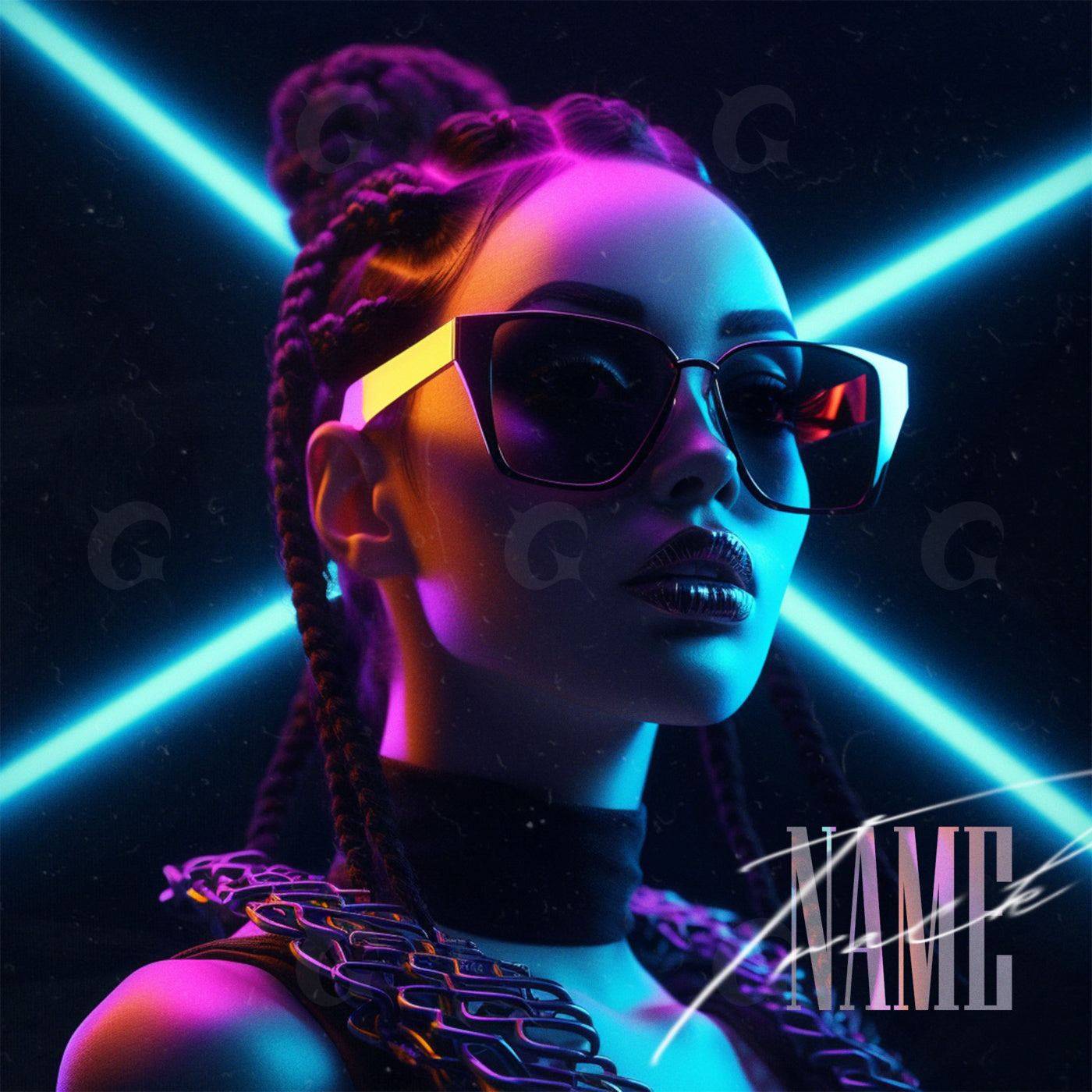 Neon futurist woman