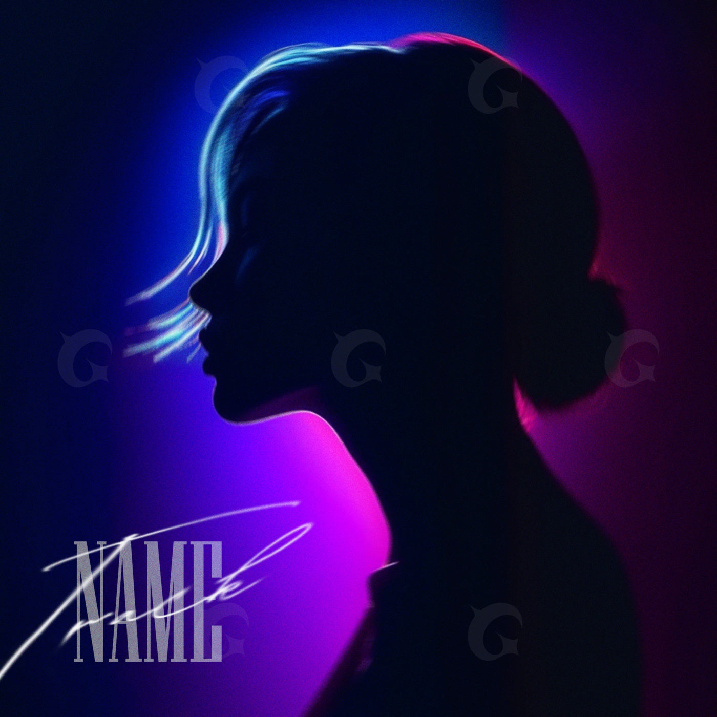 Neon silhouette woman