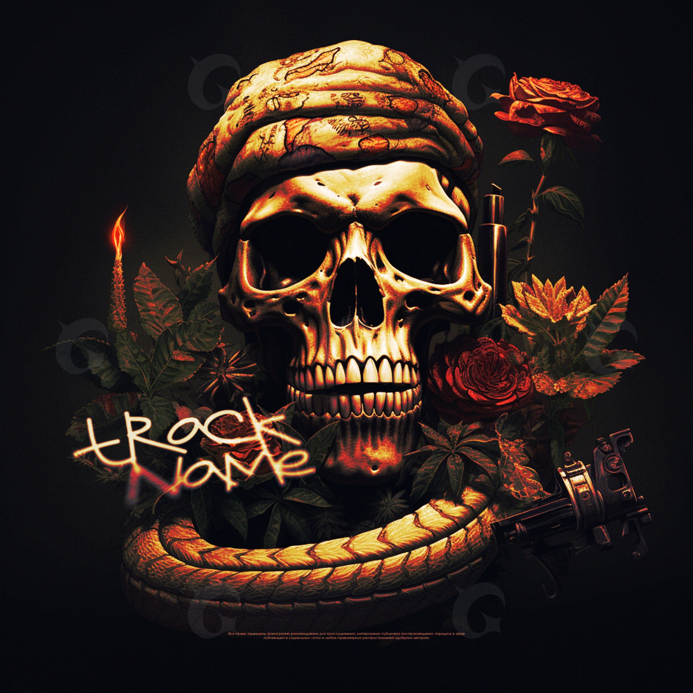 Skull rose tattoo
