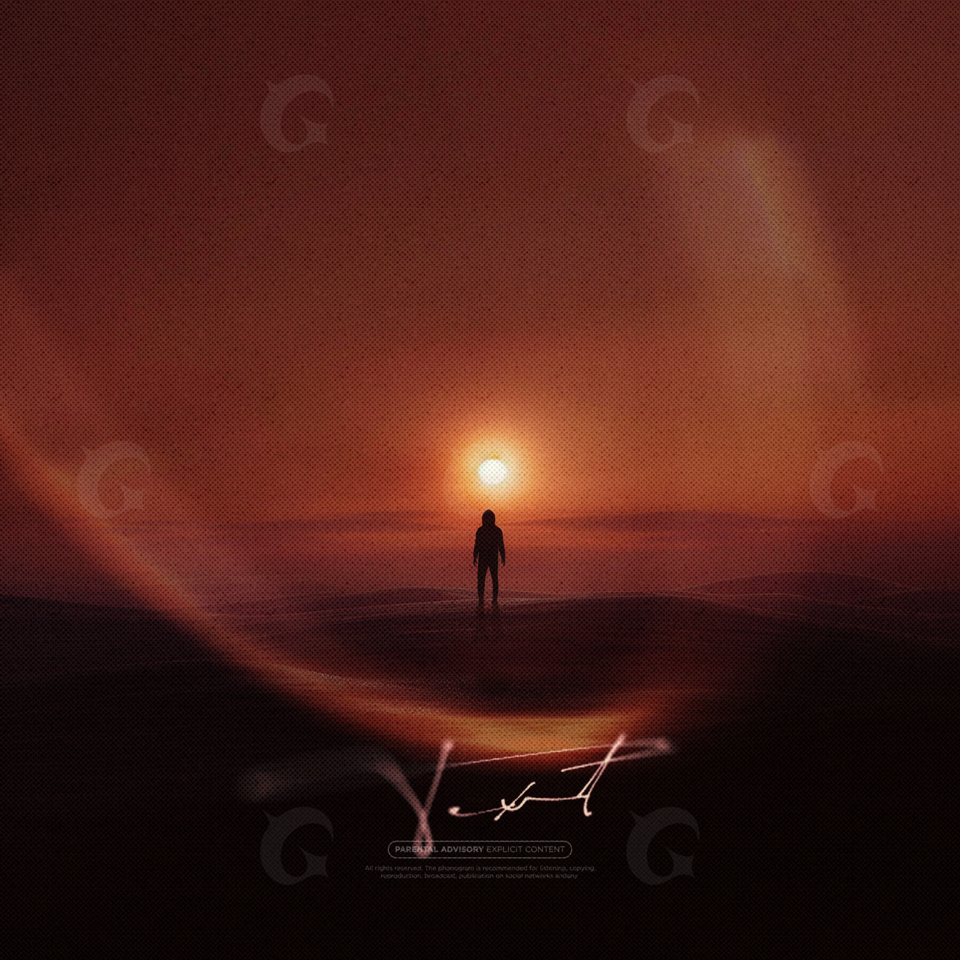Silhouette facing sunrise