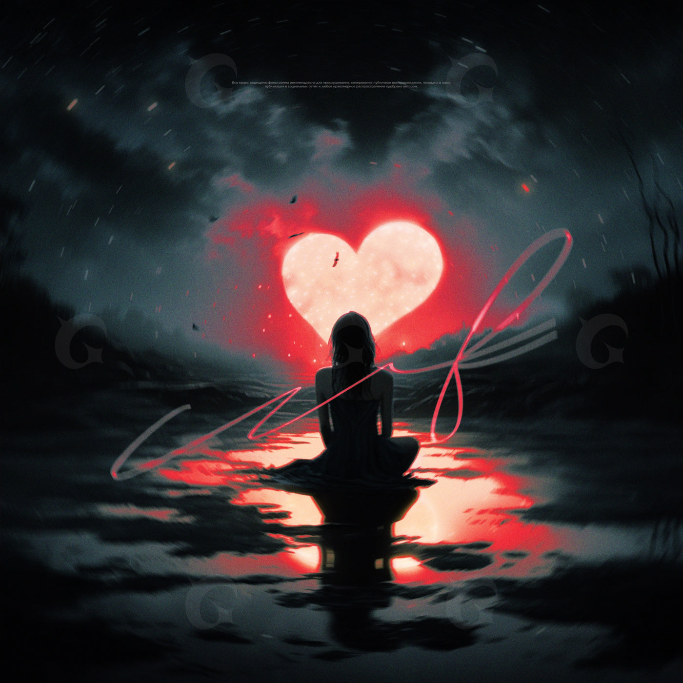 Moonlit heart reflection