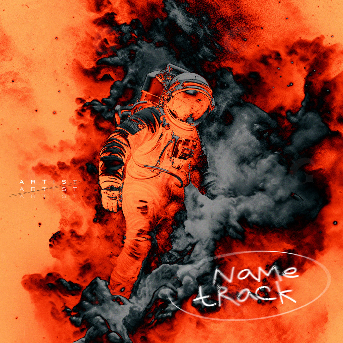 Astronaut amidst smoke