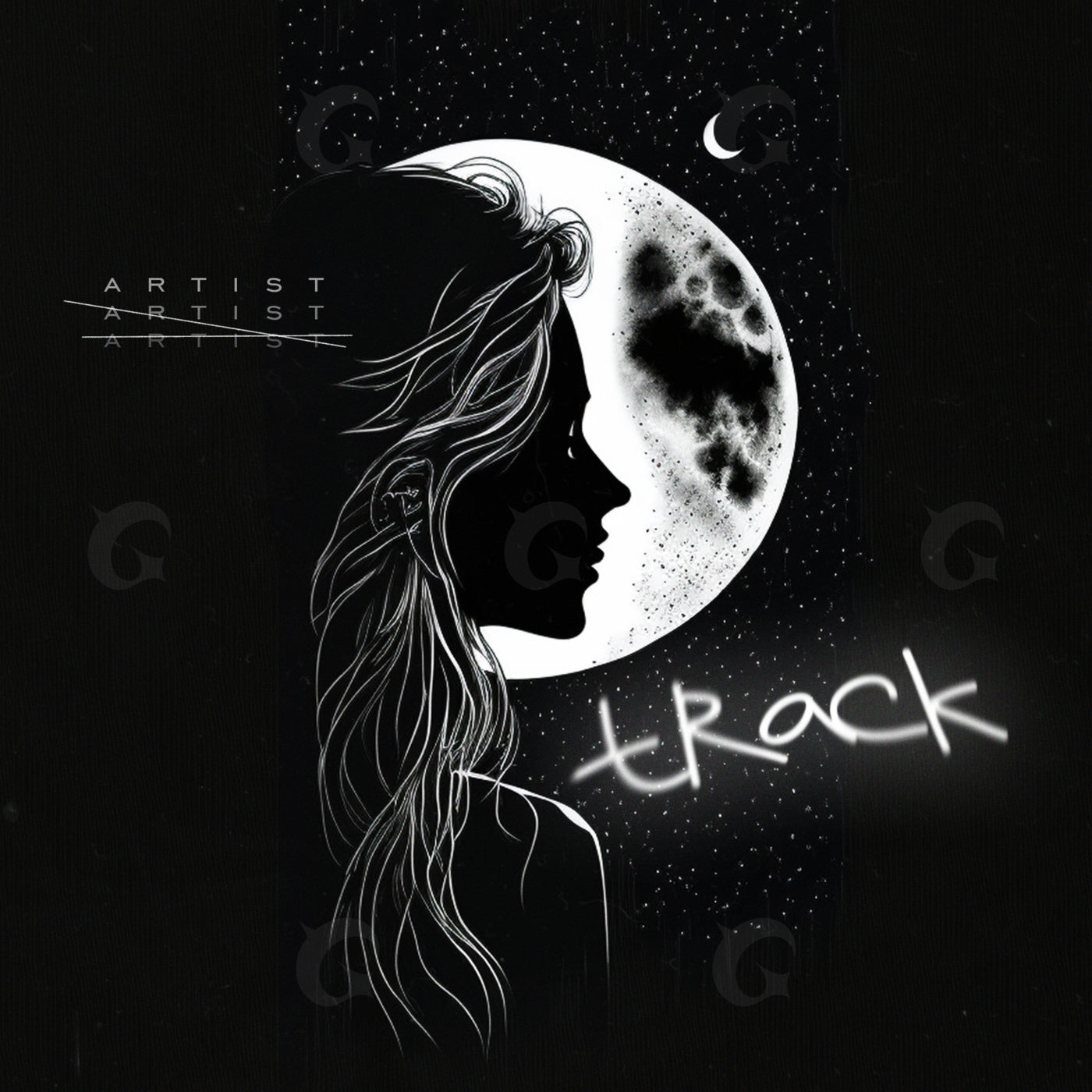 Moonlit woman silhouette