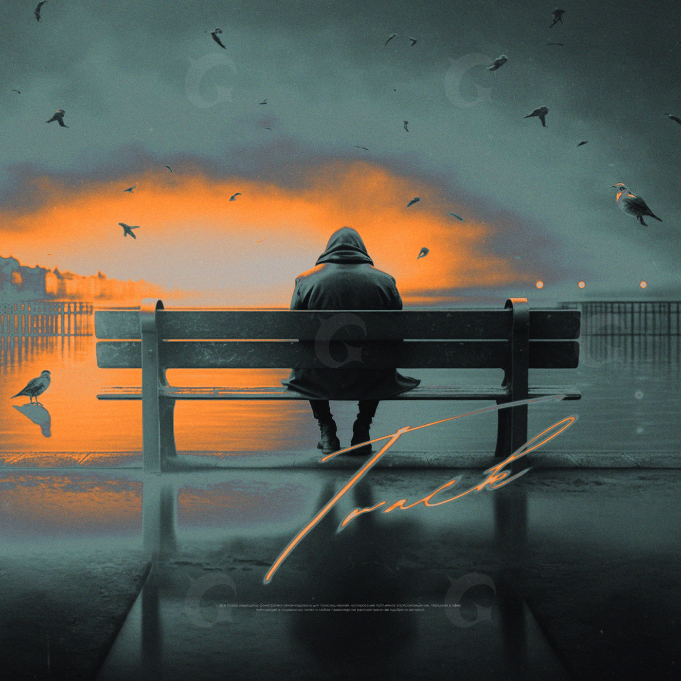Lonely bench evening