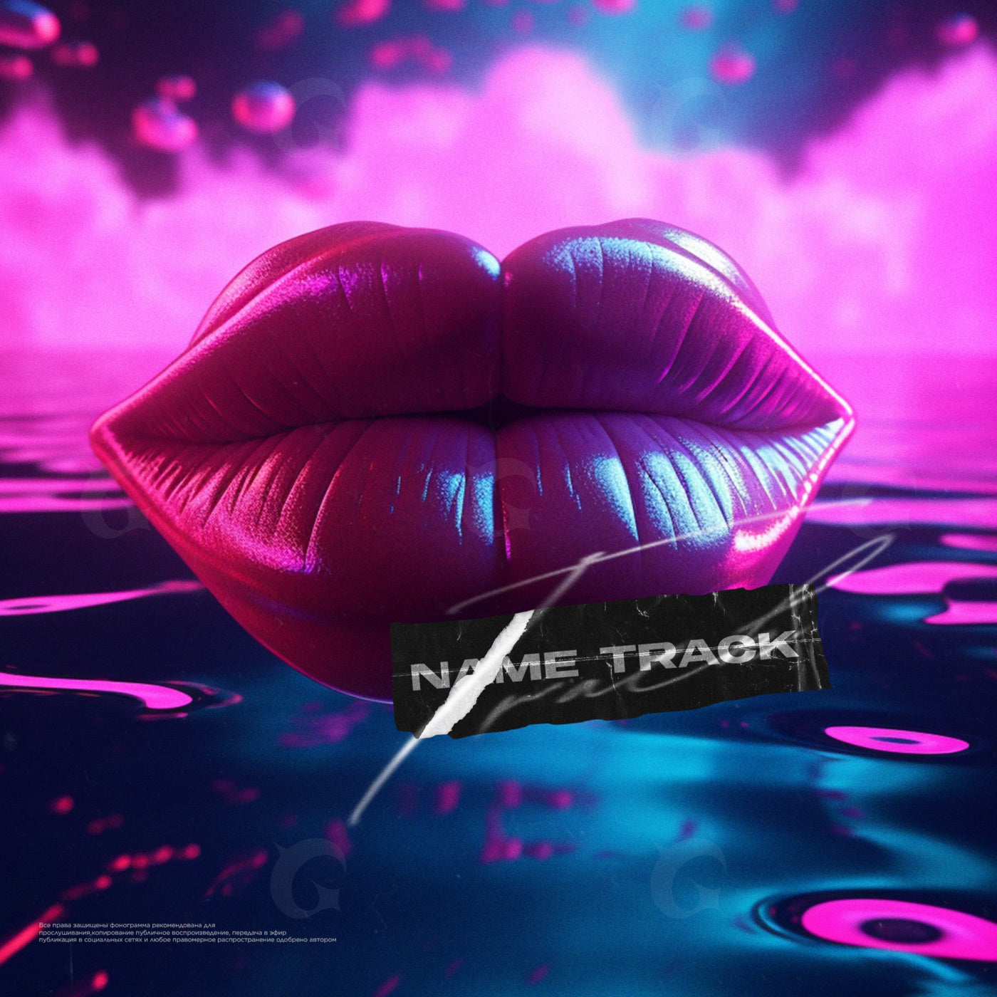 Floating neon lips