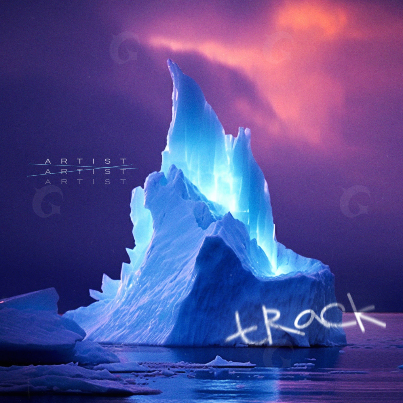 Glowing iceberg peak